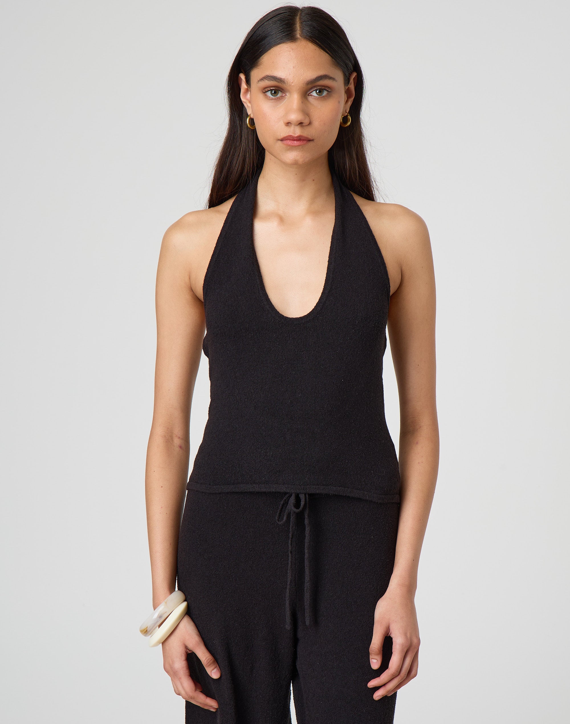 Halter Neck Knit Top in Black | Glassons