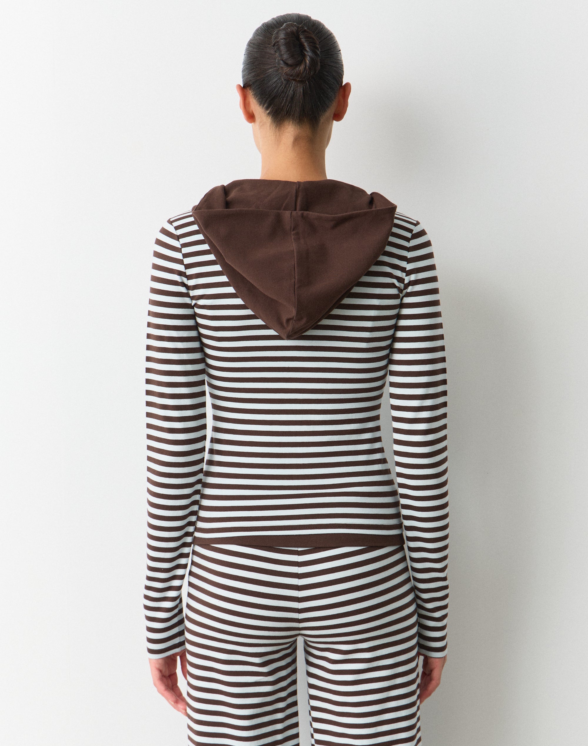 Stripe Zip Up Jacket in Fudge X Icy Samma Stripe | Glassons US