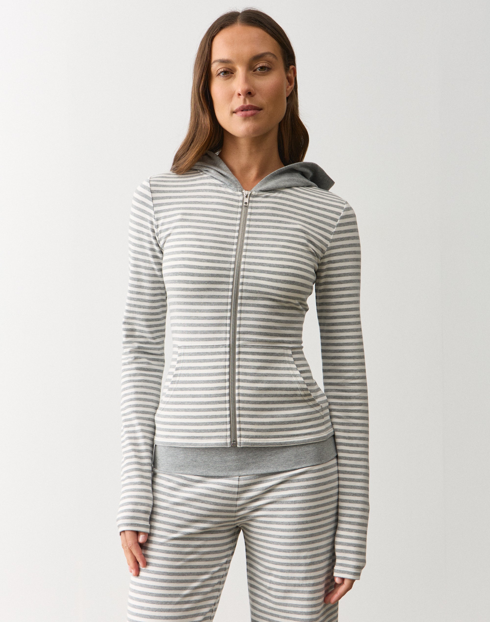 Stripe Zip Up Jacket in Mgm X Milk Samma Stripe | Glassons US