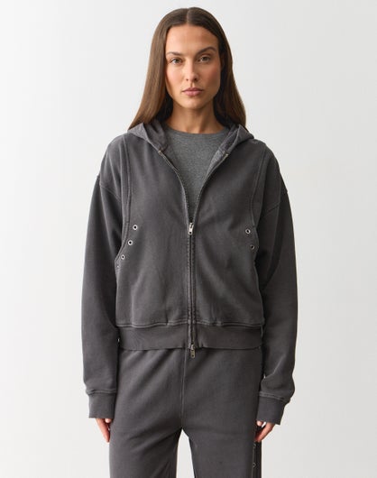 Eyelet Two Way Zip Hoodie