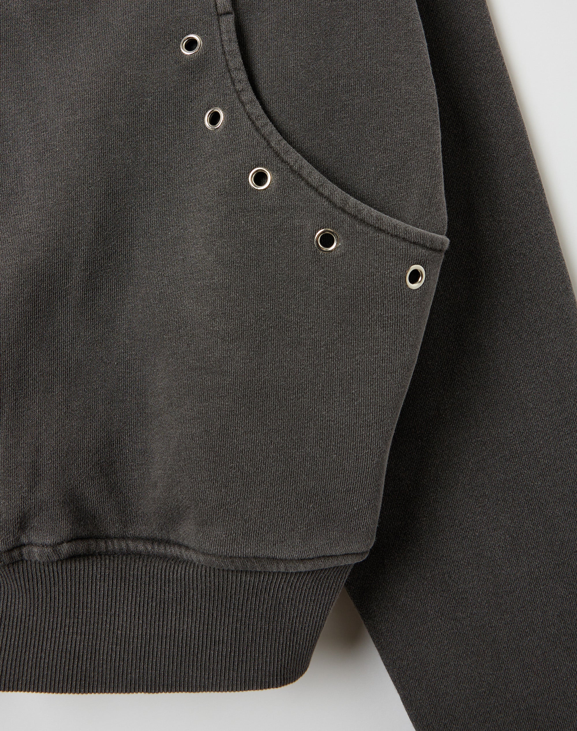 Eyelet Two Way Zip Hoodie in Washed Charcoal | Glassons US