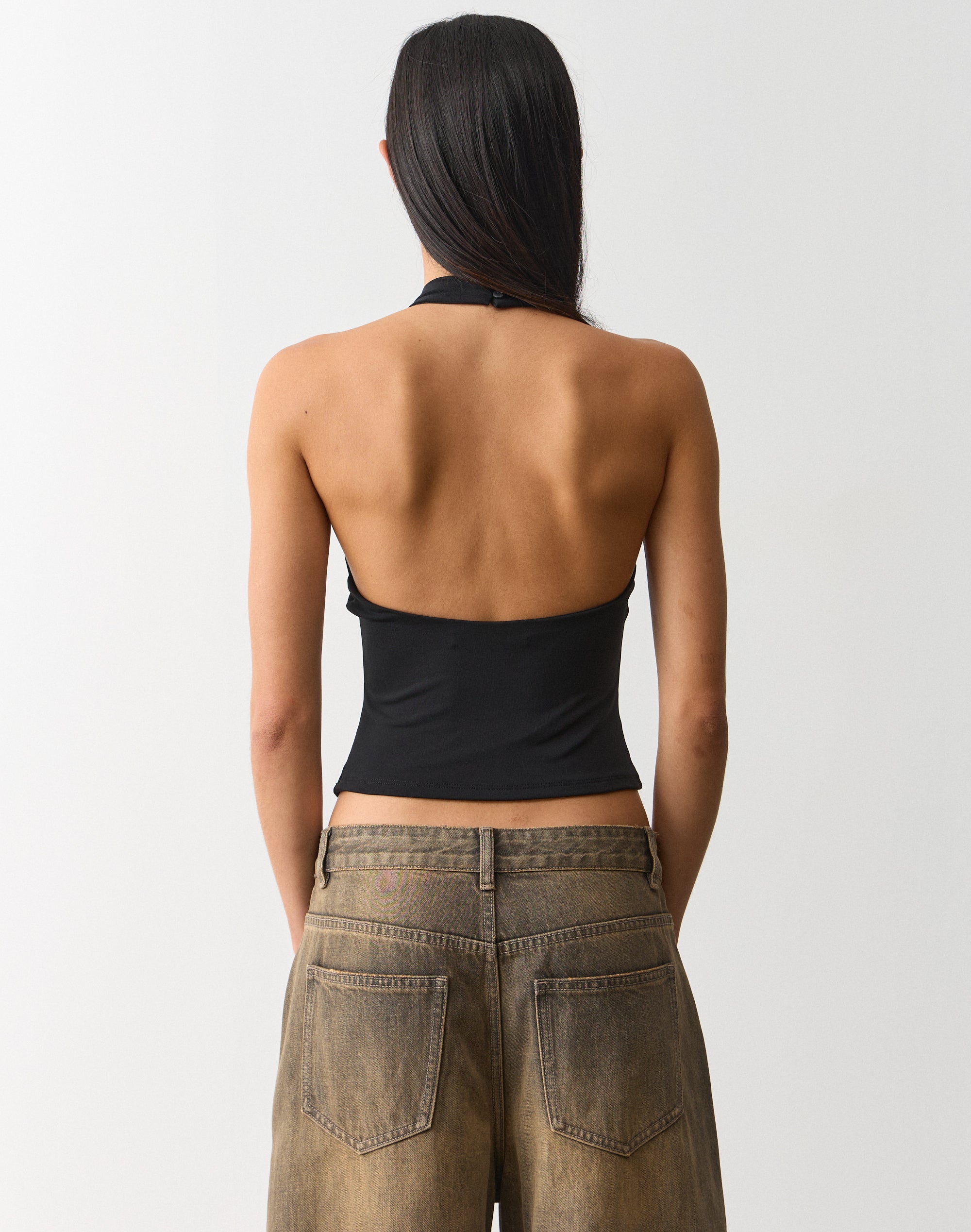 High Neck Top in Black | Glassons