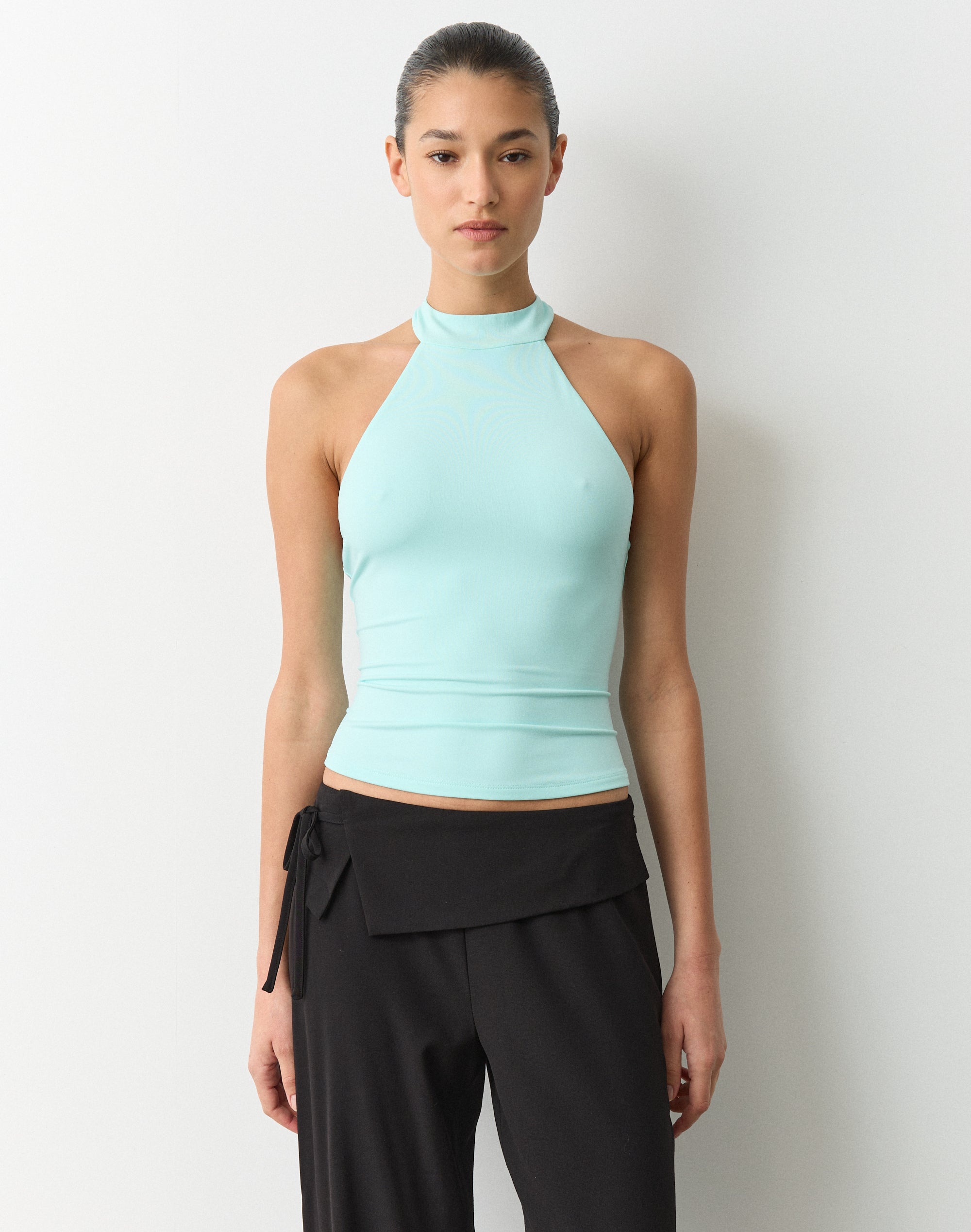 High Neck Top in Blue Pearl | Glassons