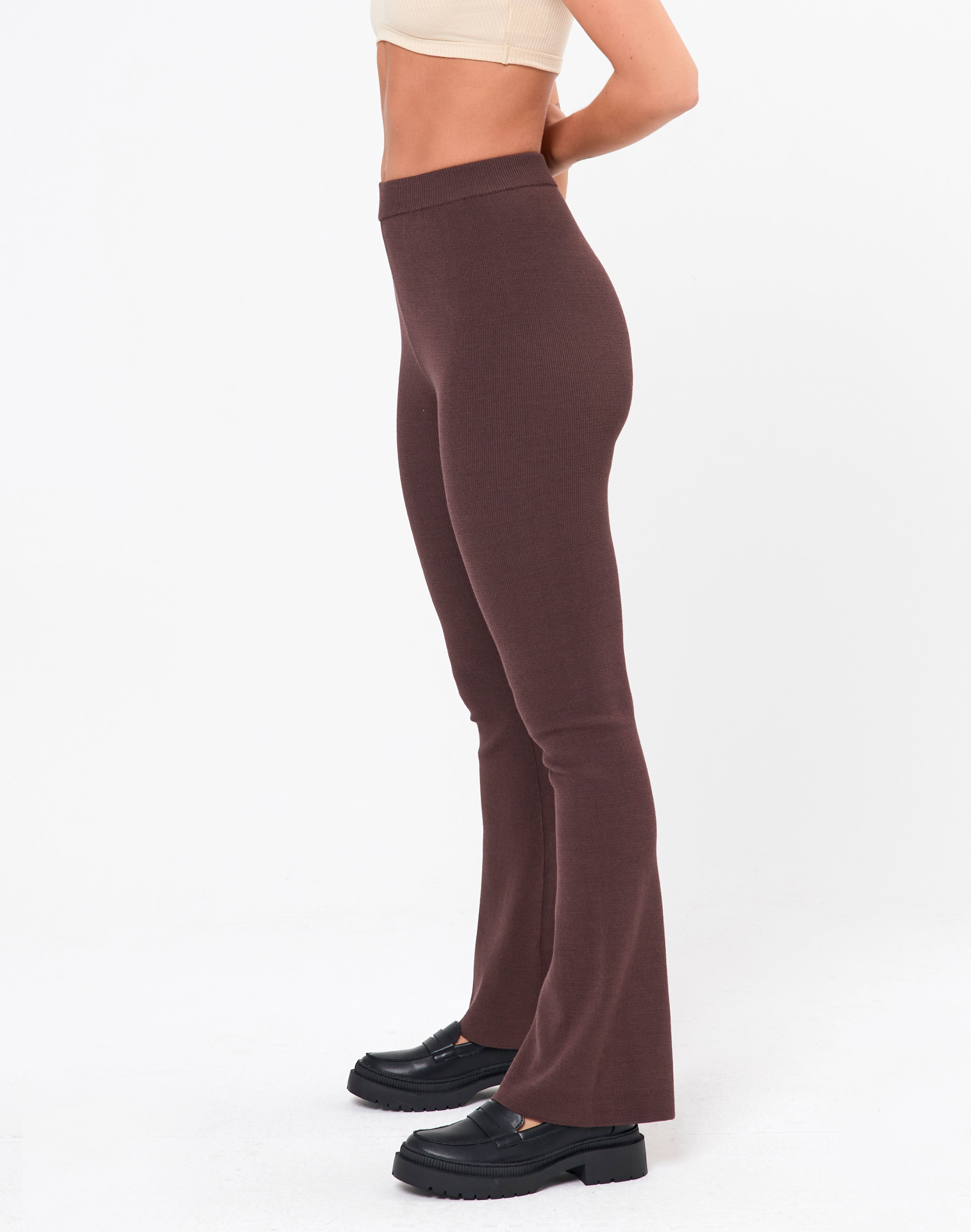 Recycled High Rise Flare Knit Pant in 