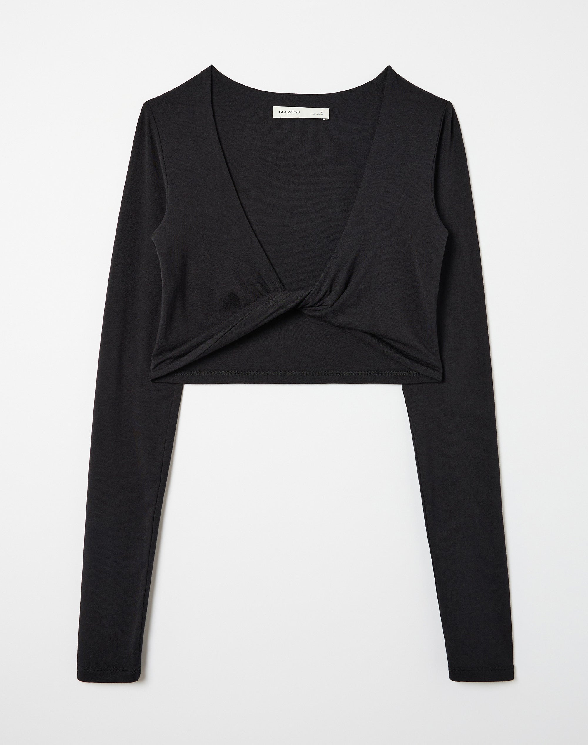 Active Twist Front Long Sleeve Top in Black | Glassons US