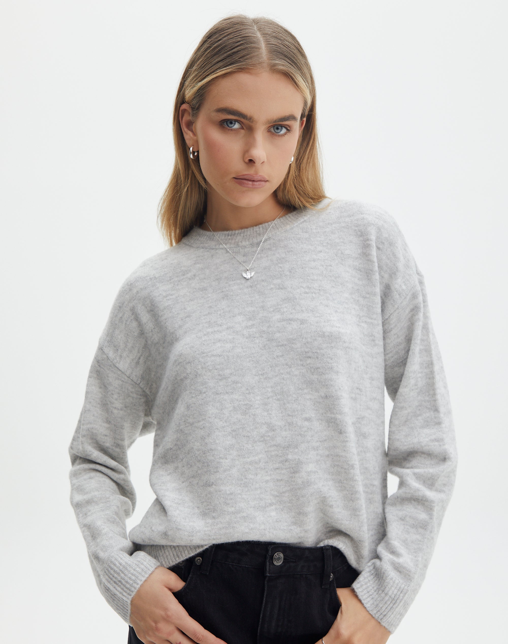 Oversized Knit Jumper in Grey | Glassons