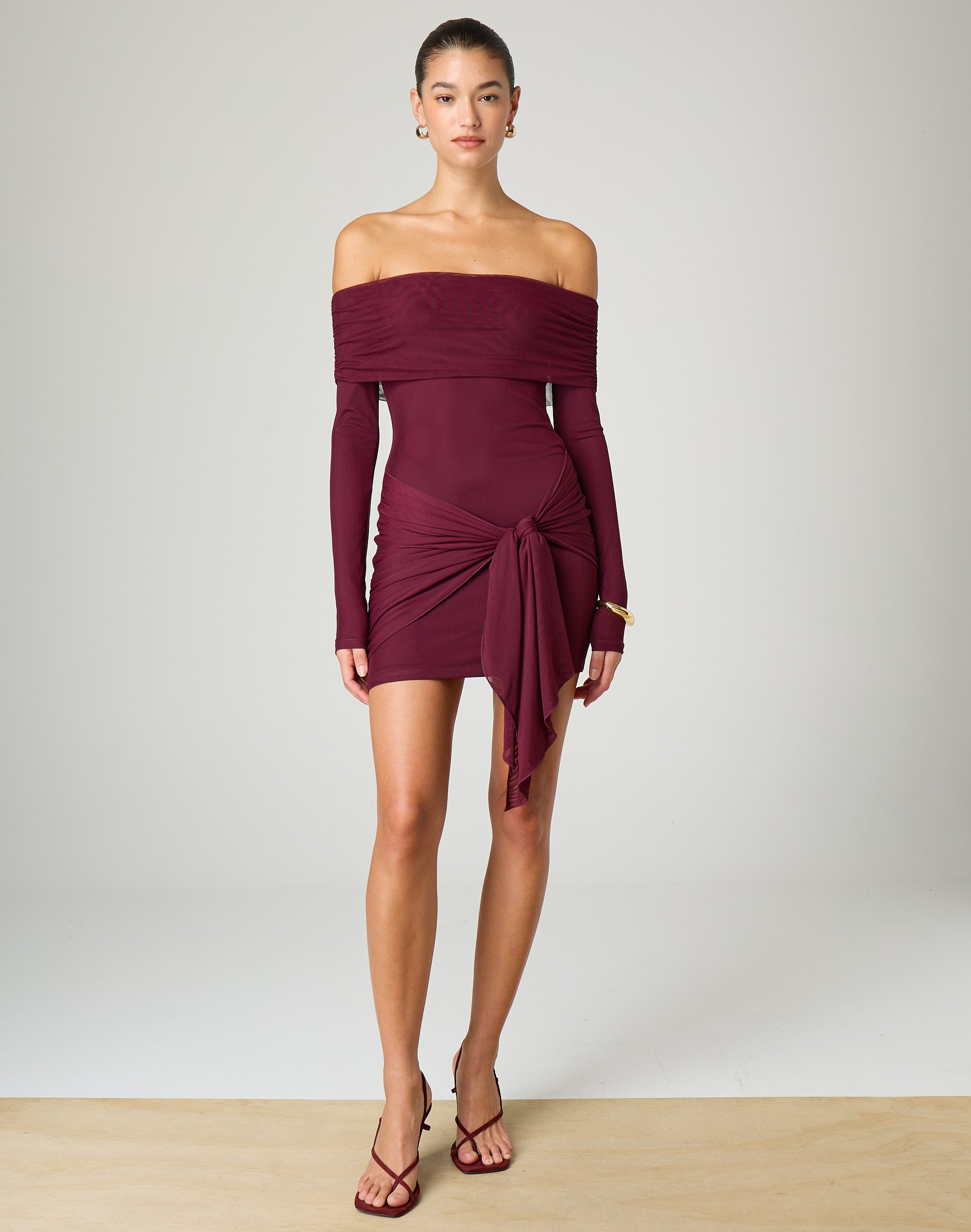 Mesh Off Shoulder Mini Dress