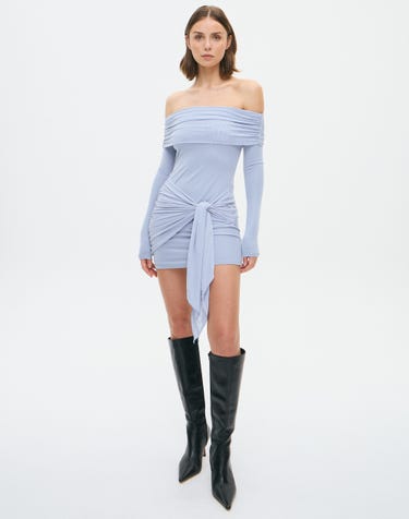 Mesh Off Shoulder Mini Dress