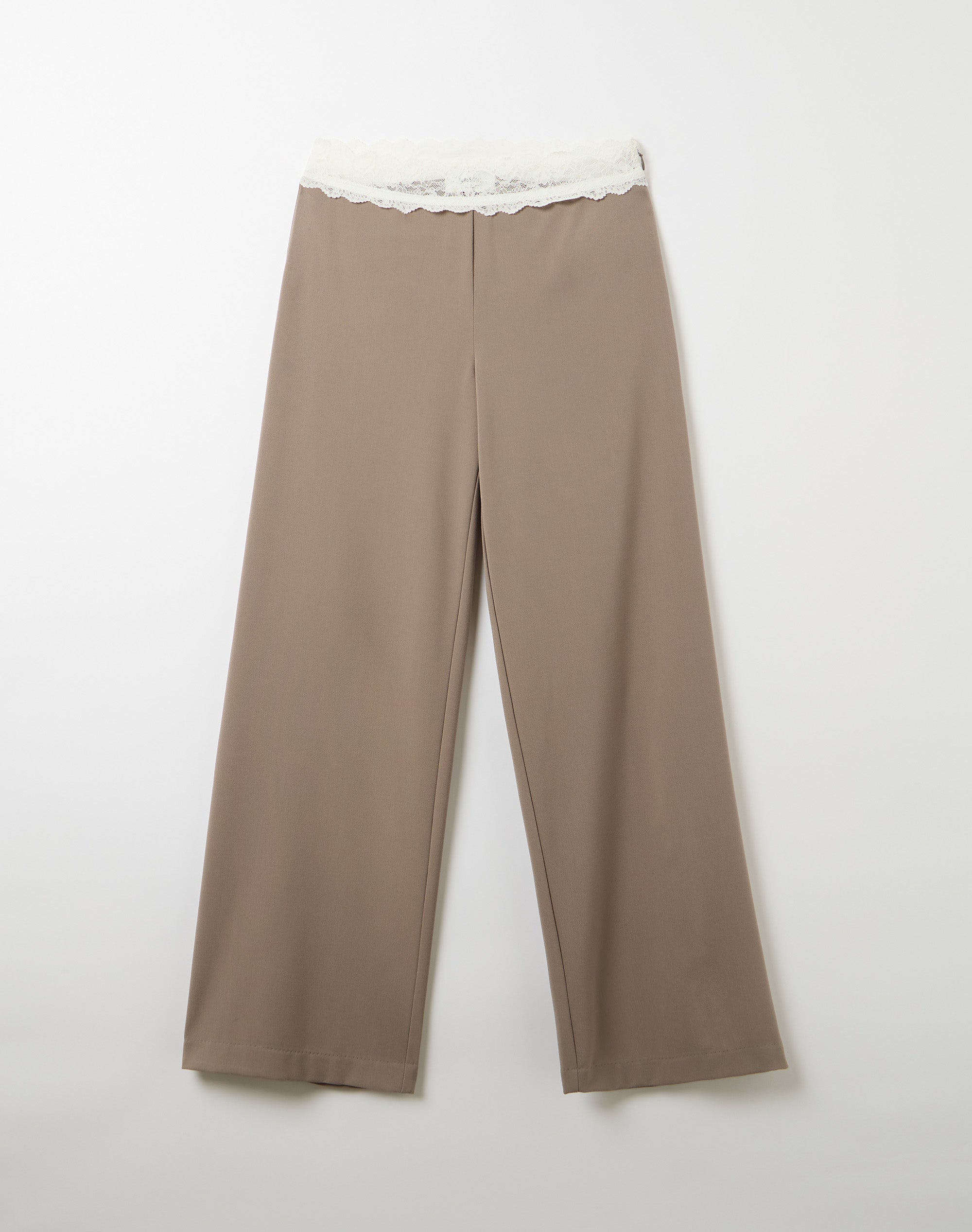 Lace Trim Tailored Pant in Rocky X Milk | Glassons SG