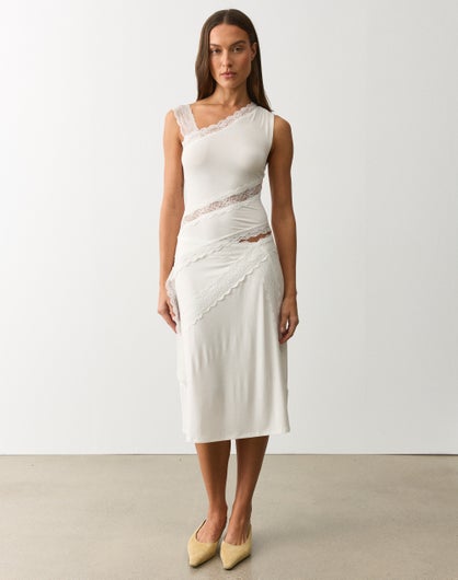 Lace Trim Midi Skirt