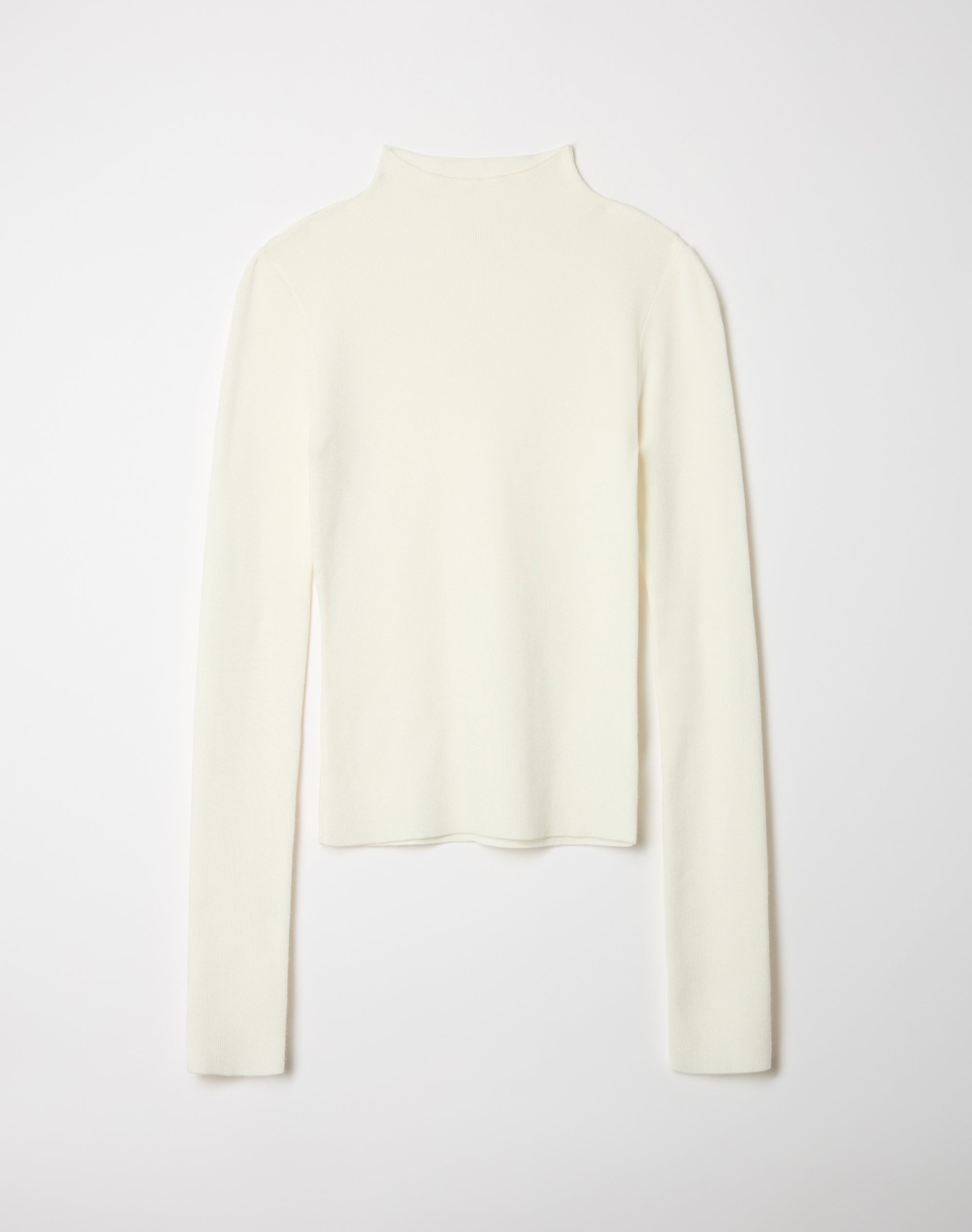 Rib High Neck Knit Long Sleeve Top in Milk | Glassons US