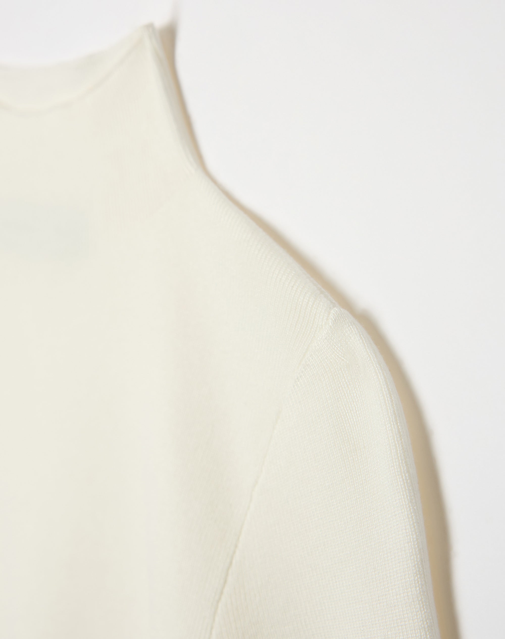 Rib High Neck Knit Long Sleeve Top in Milk | Glassons US