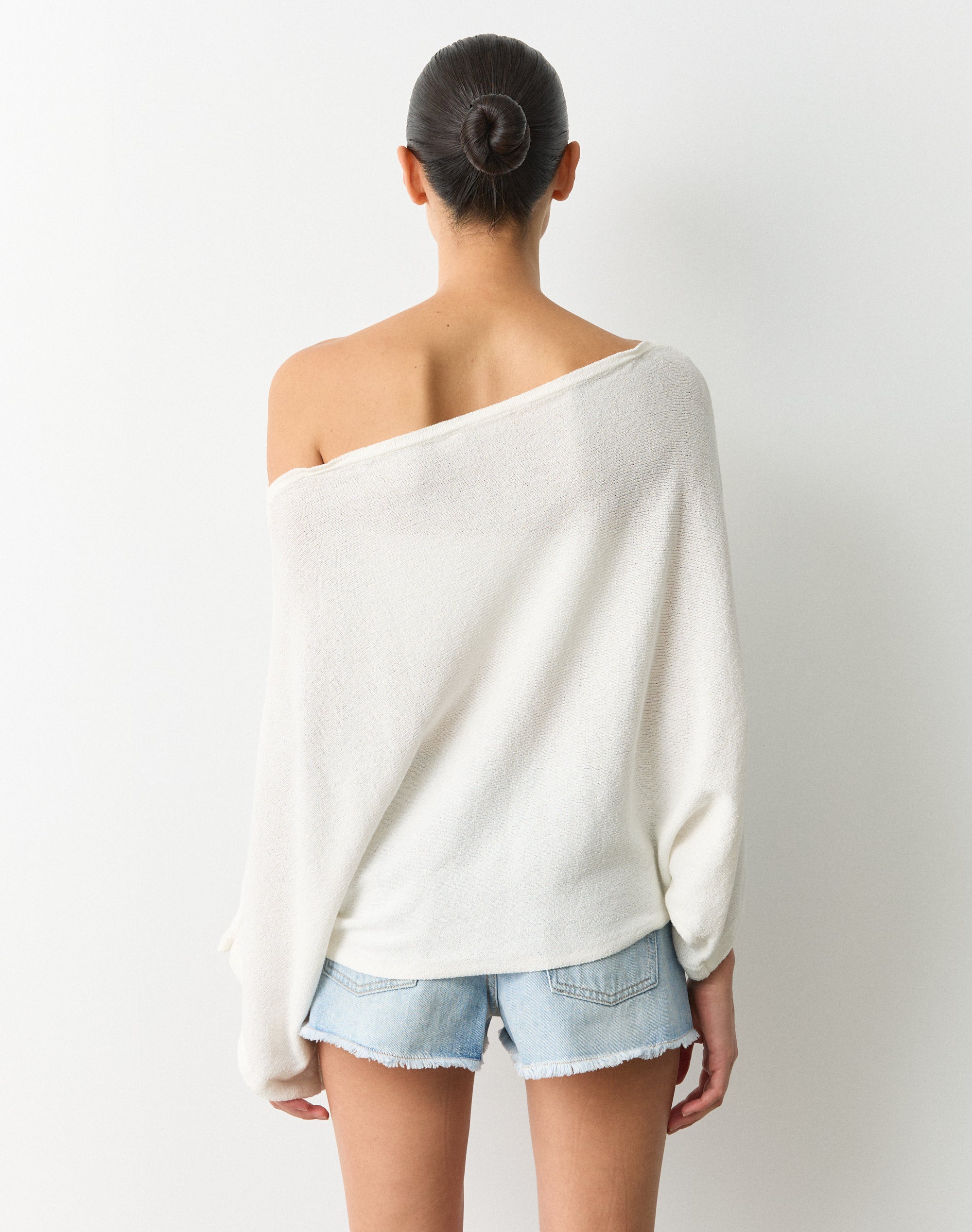 Off Shoulder Oversized Knit Top in Milk | Glassons US