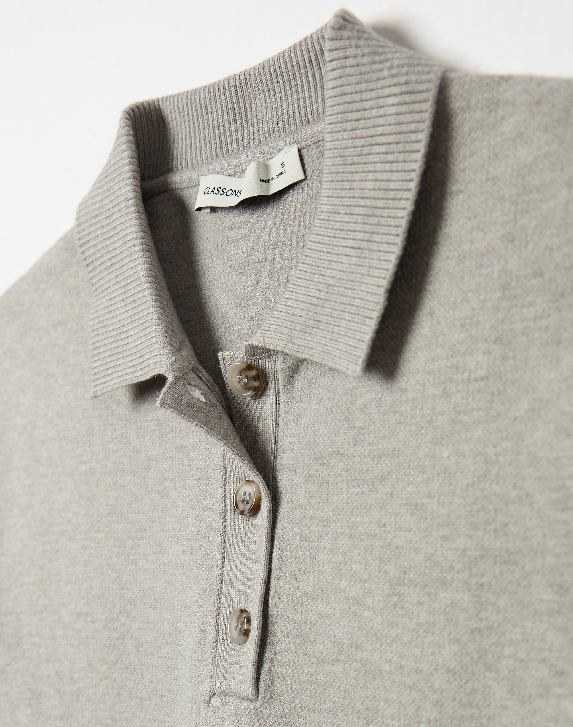 Knit Polo Tee in Grey Marle | Glassons US