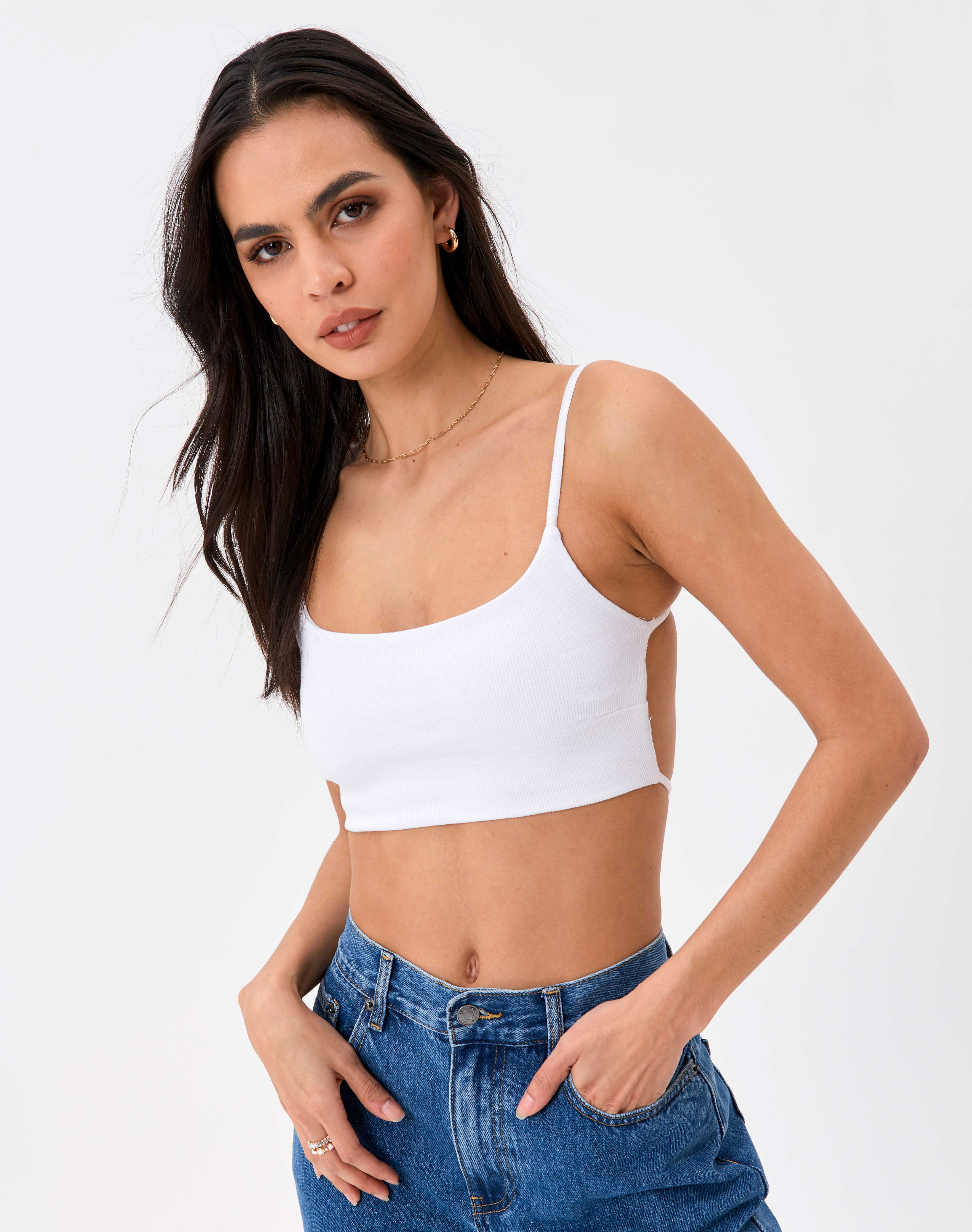 Double Back Strap Super Crop Top in 
