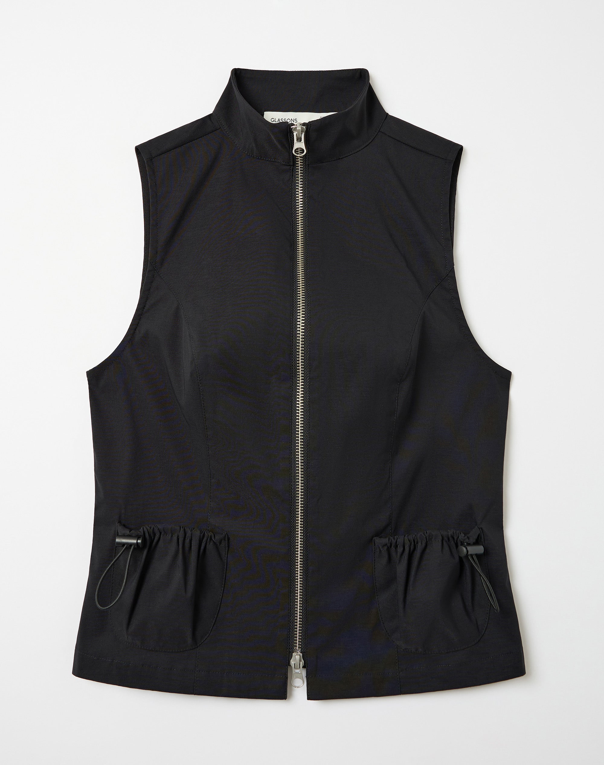 Pocket Detail Zip Up Vest in Black | Glassons US