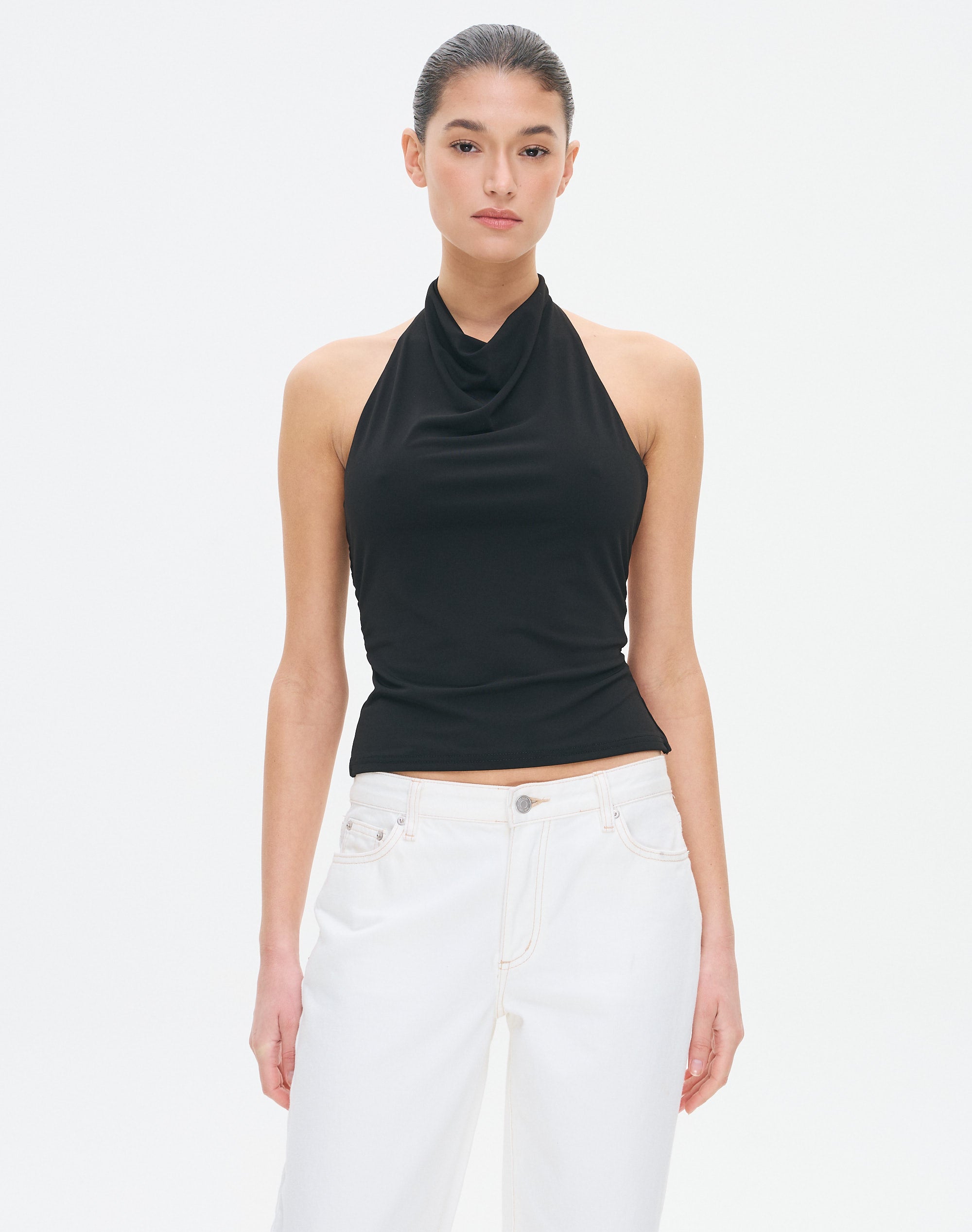 Cowl Neck Detail Buckle Top