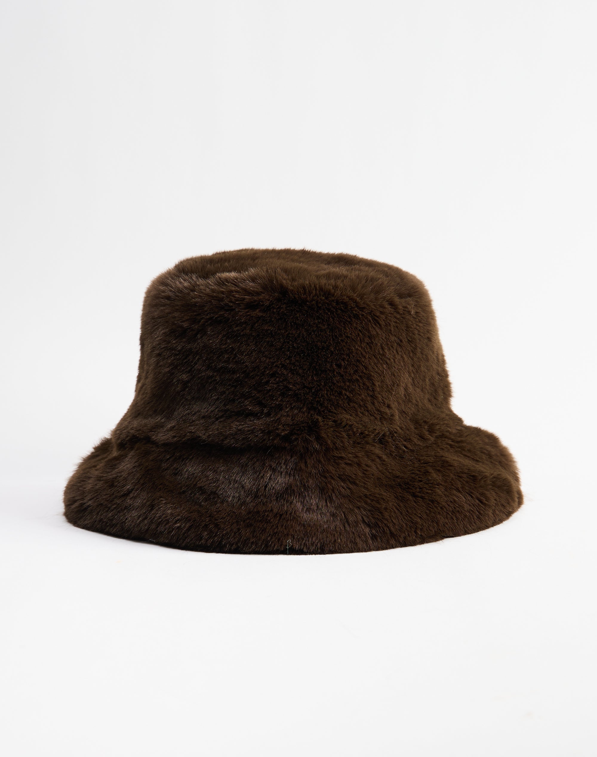 Faux Fur Bucket Hat in Dark Brown | Glassons US