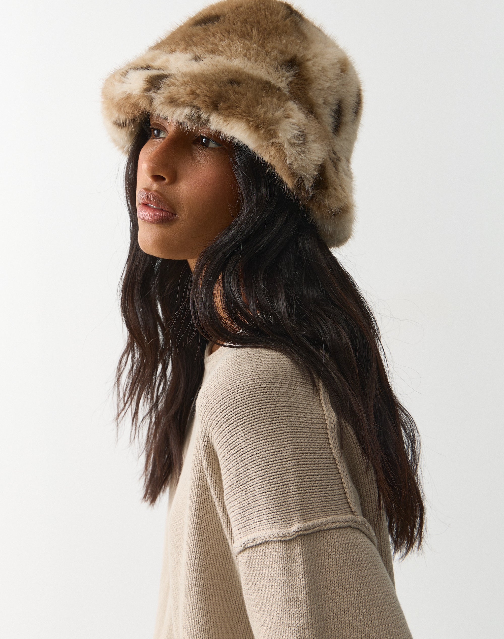 Faux Fur Bucket Hat in Spotted Leopard | Glassons US