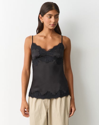 Satin Lace Trim Cami