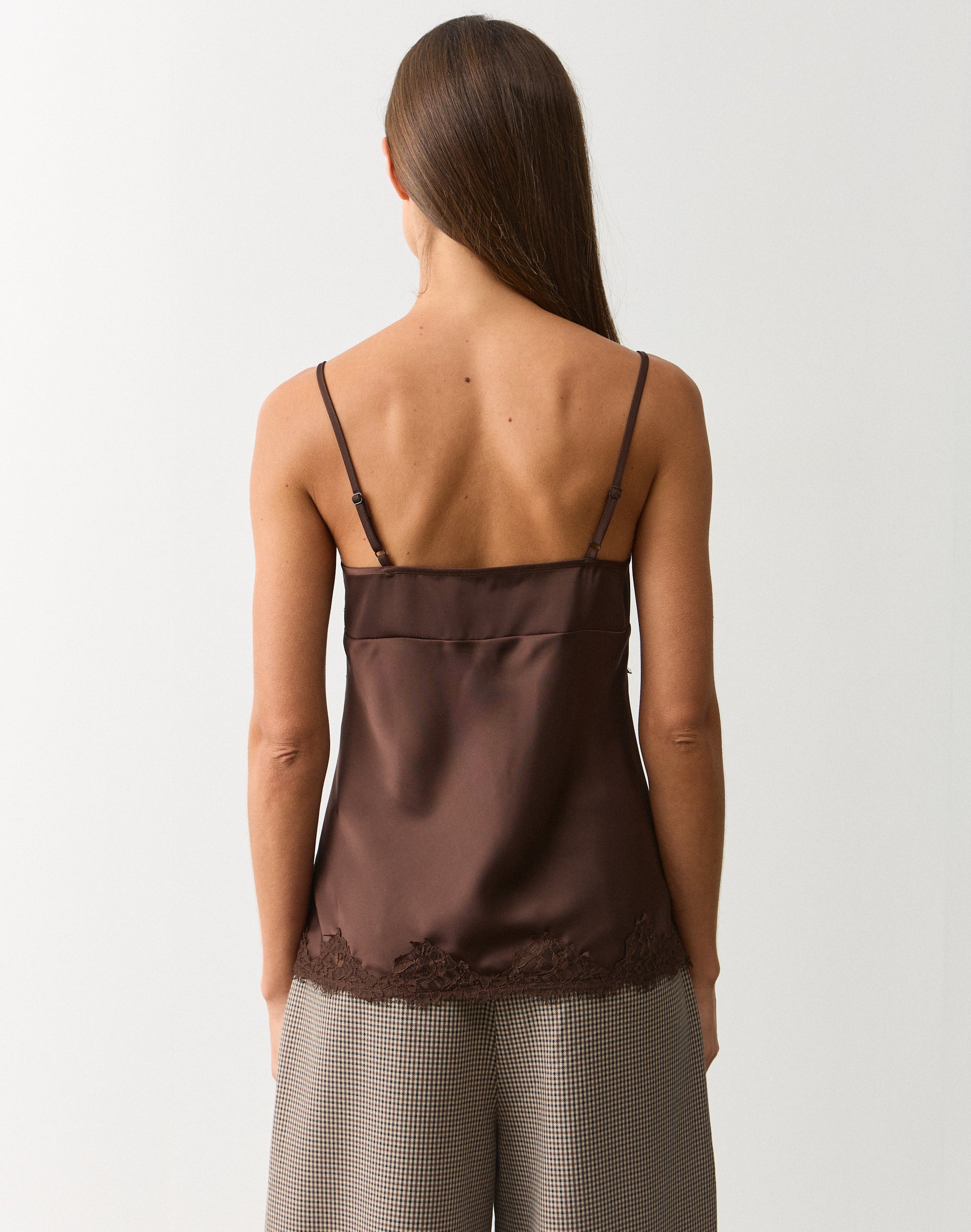 Satin Lace Trim Cami in Fudge X Fudge | Glassons US
