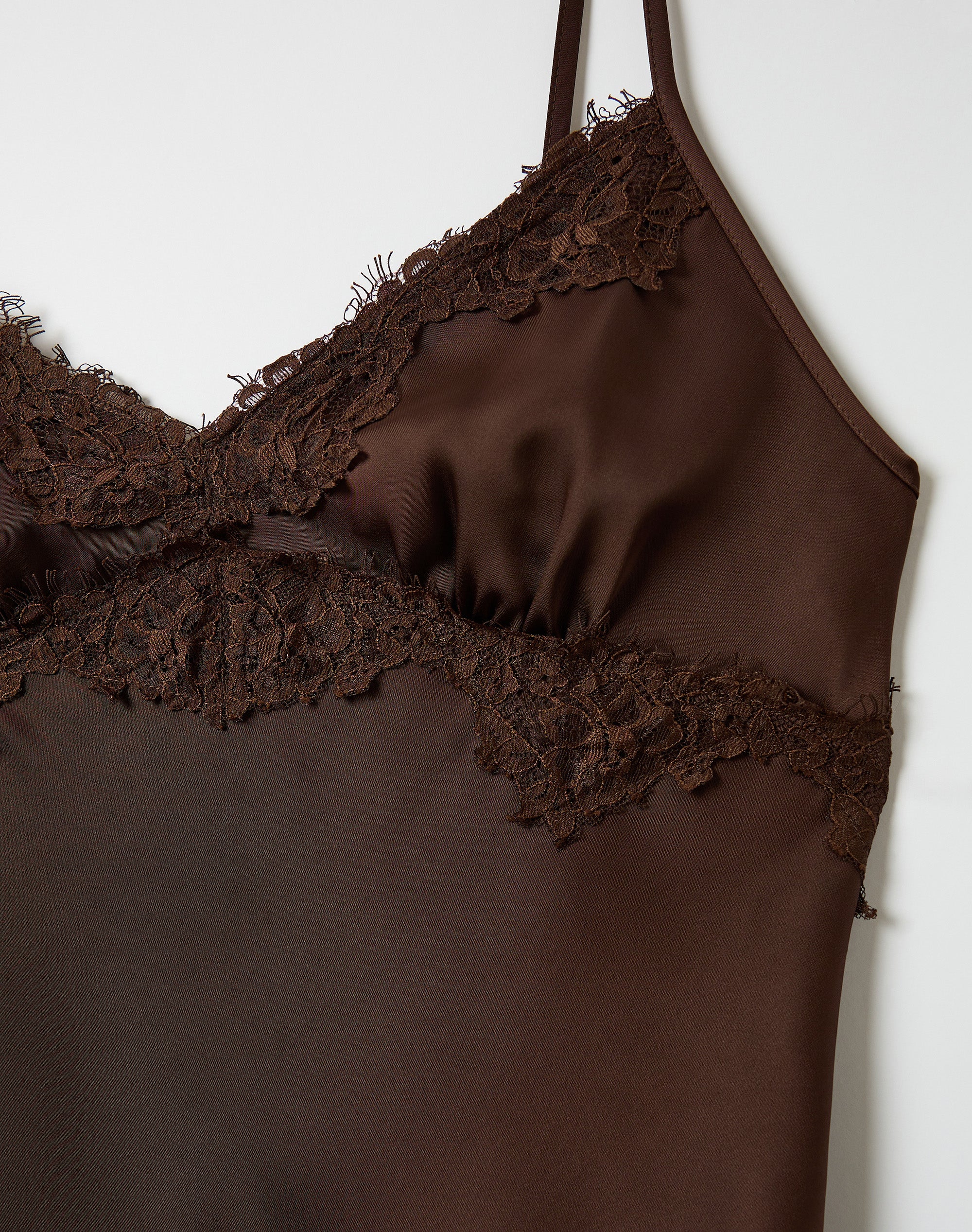 Satin Lace Trim Cami in Fudge X Fudge | Glassons US