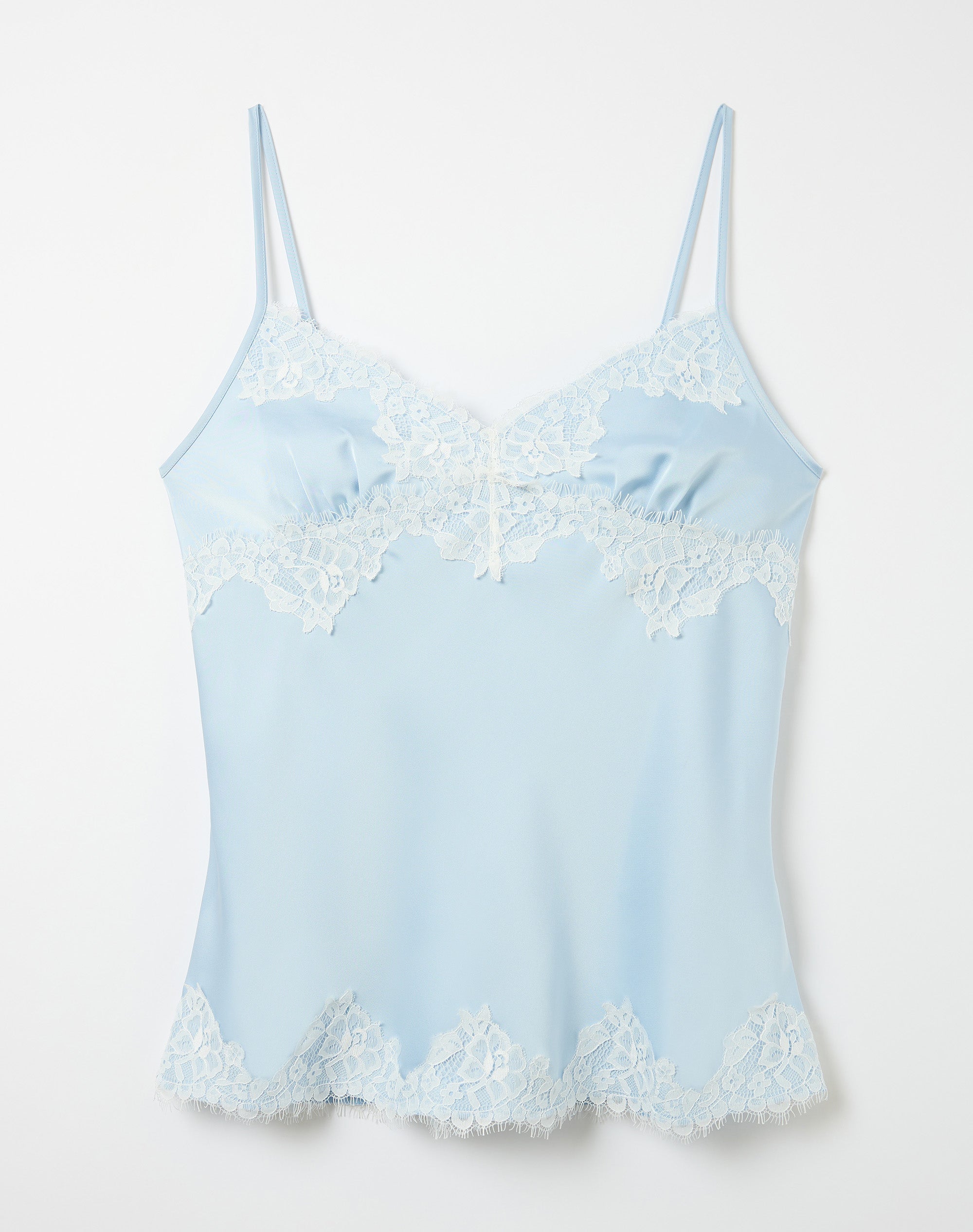 Satin Lace Trim Cami in Vapor Blue X Milk | Glassons US
