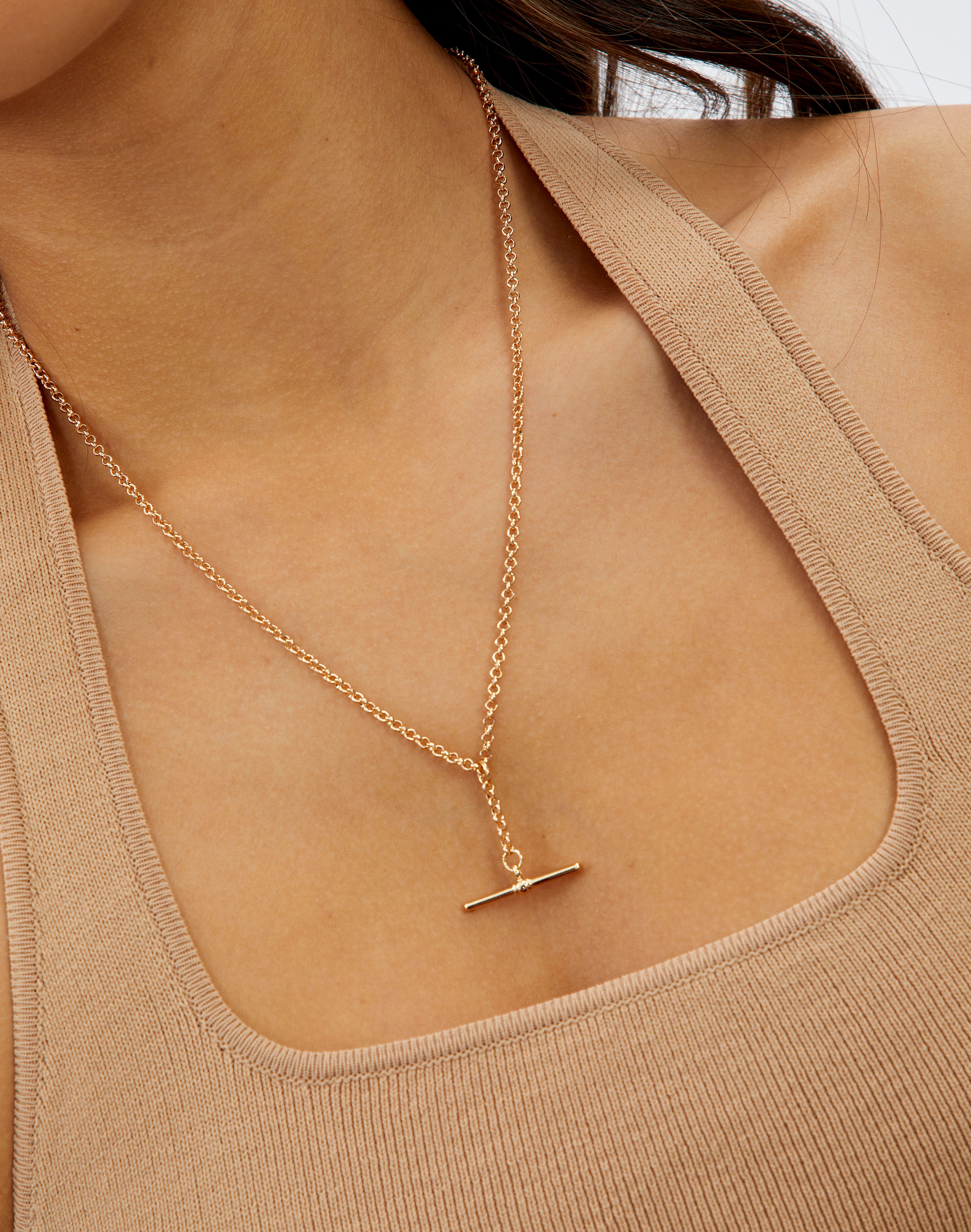 T Bar Drop Necklace in Metallic | Glassons
