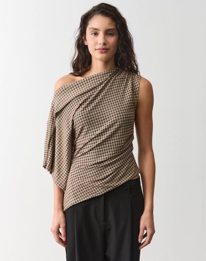 Mesh Off Shoulder Draped Top