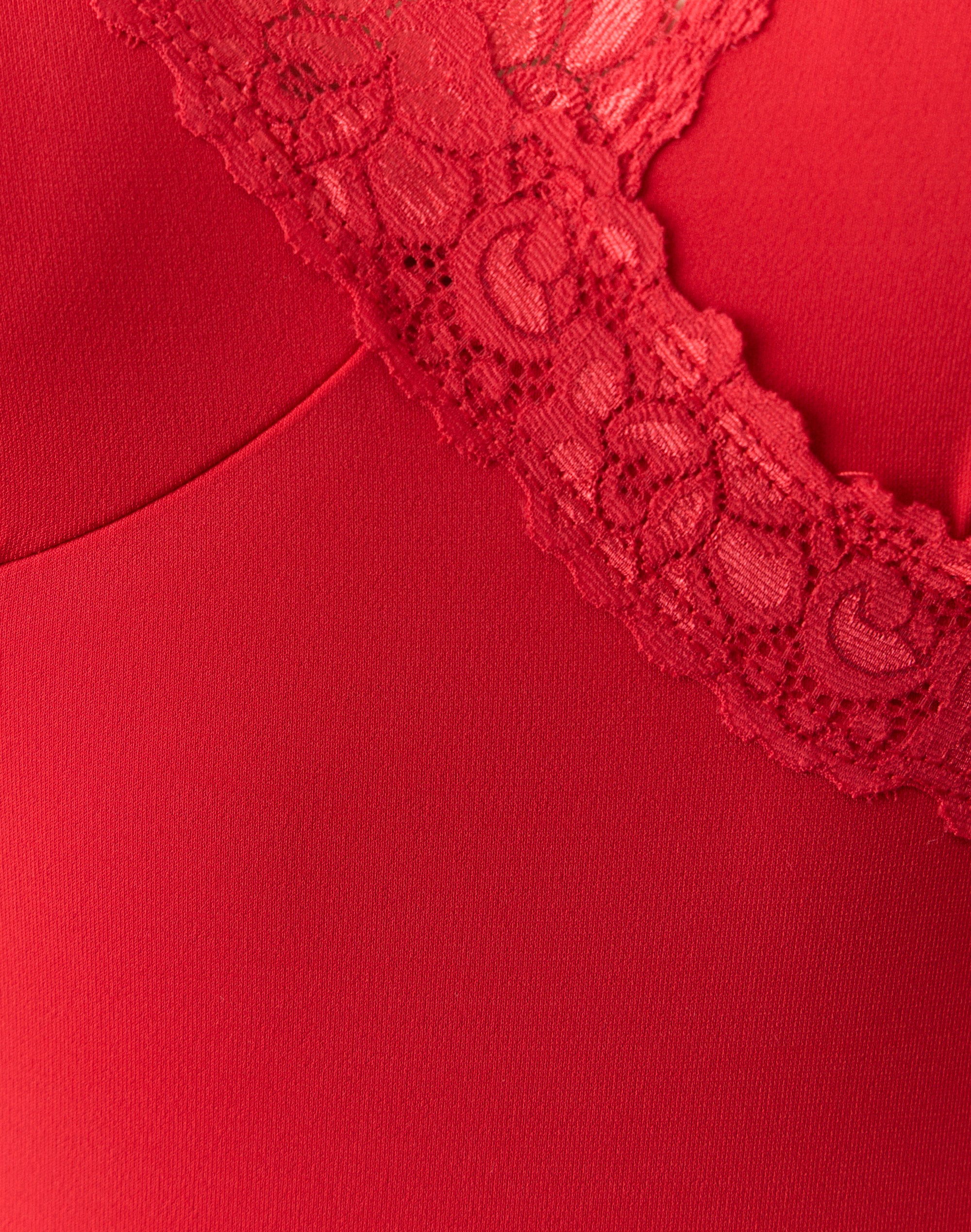 Lace Trim V Neck Top in Cherry Girl | Glassons SG