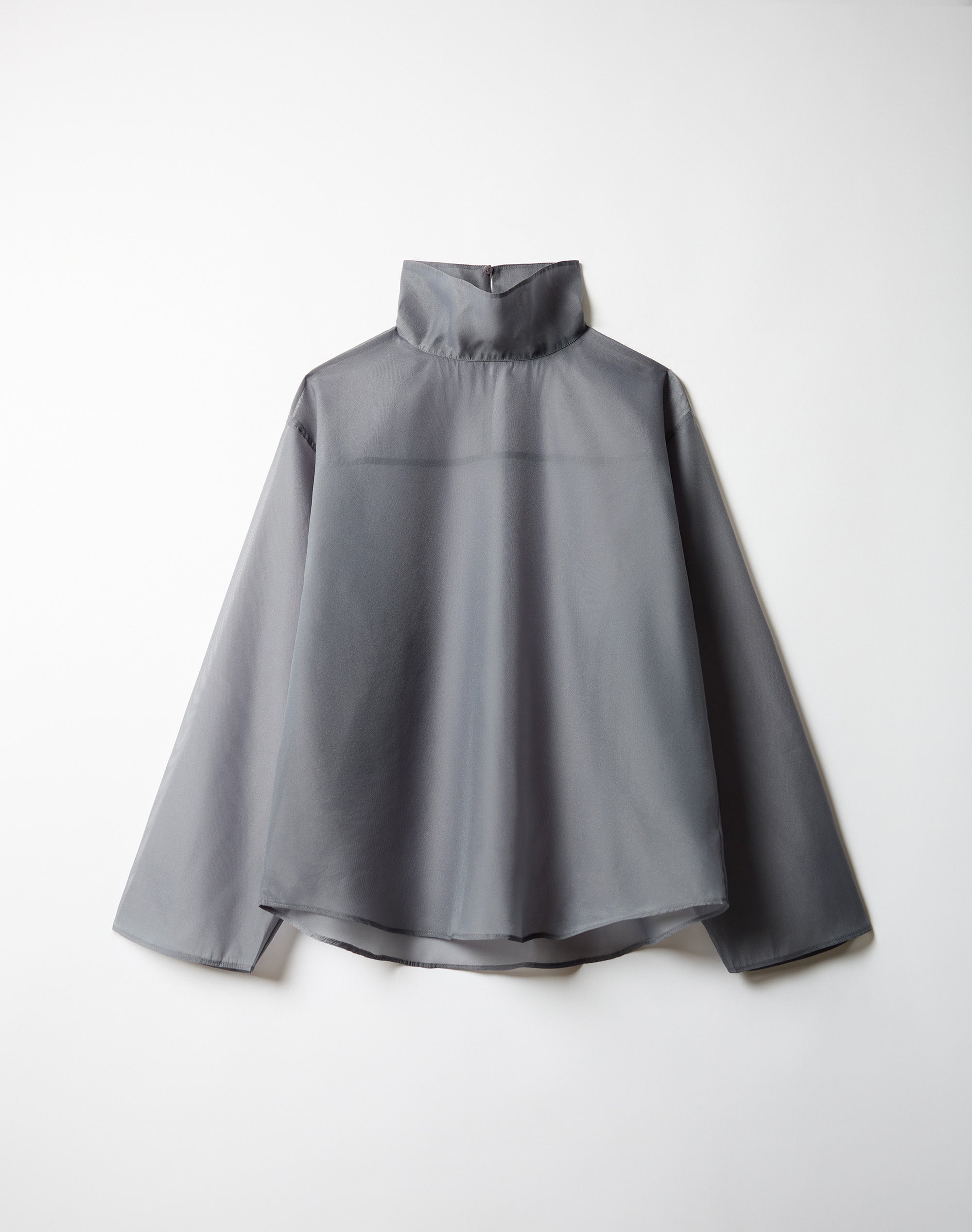 Edt. Sheer High Neck Blouse in Chateau Grey | Glassons