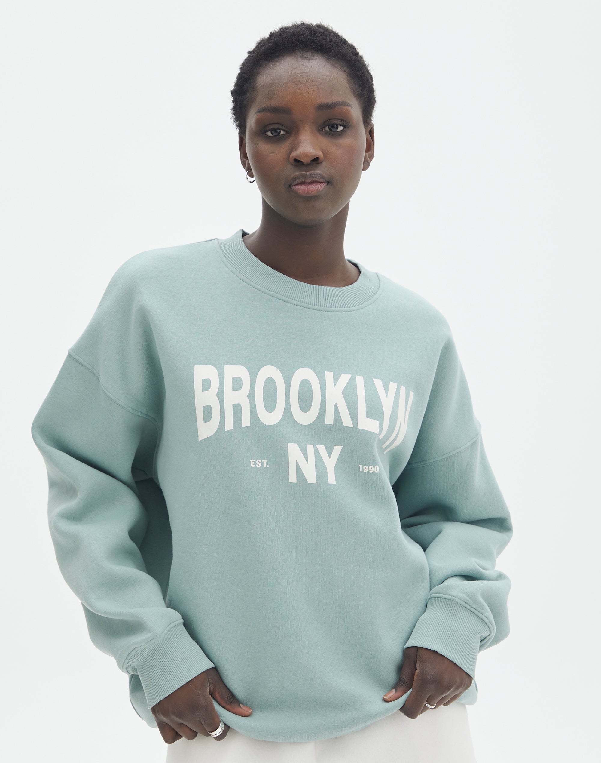 Printed Crew Neck Jumper in Brooklyn/lost Pearl