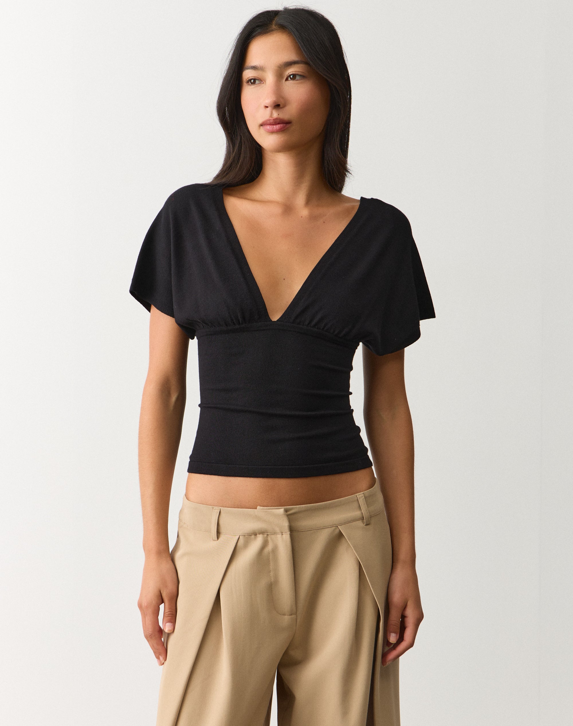 V Neck Knit Top