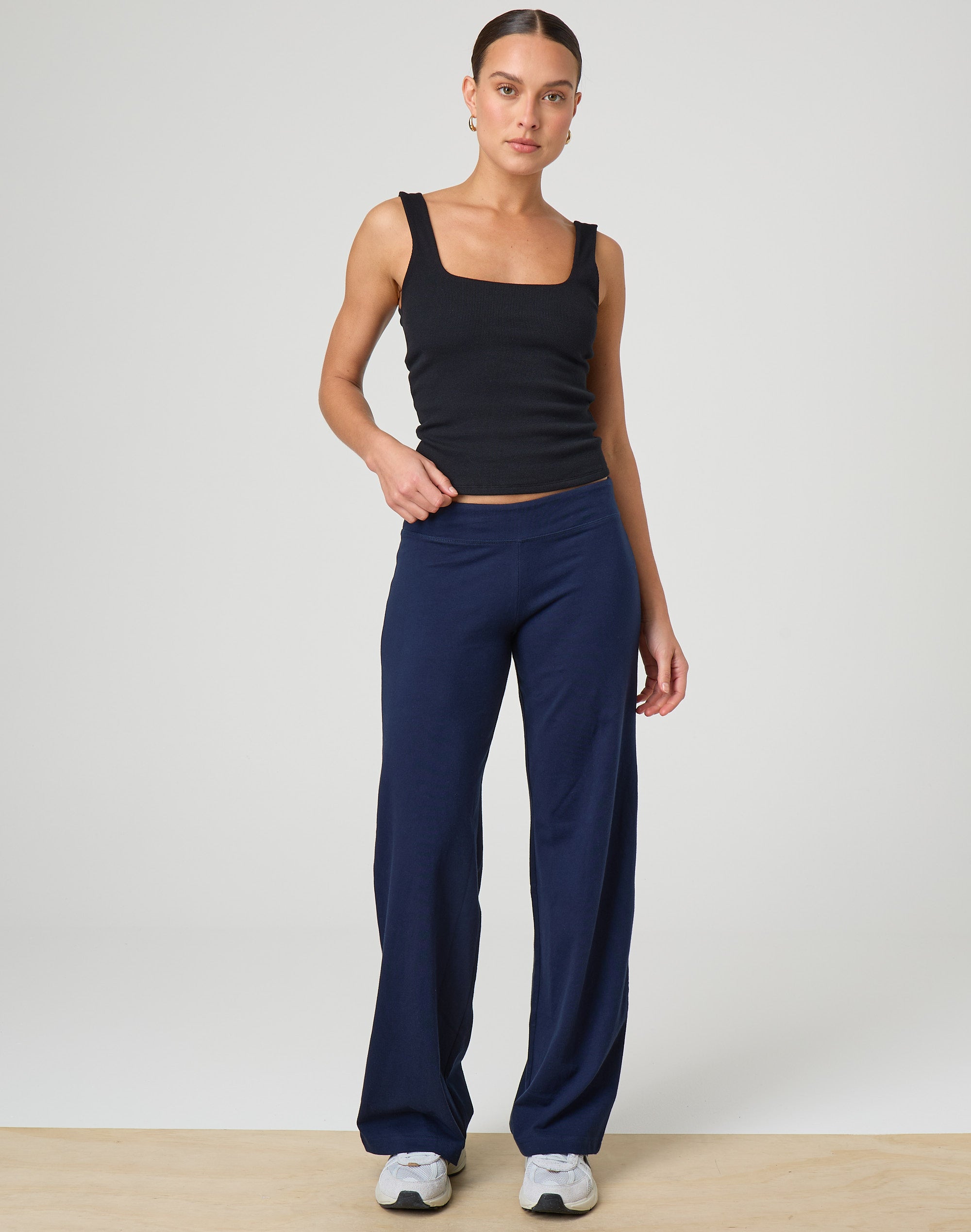 Low Rise Cotton Pant in Navy Blazer | Glassons AU