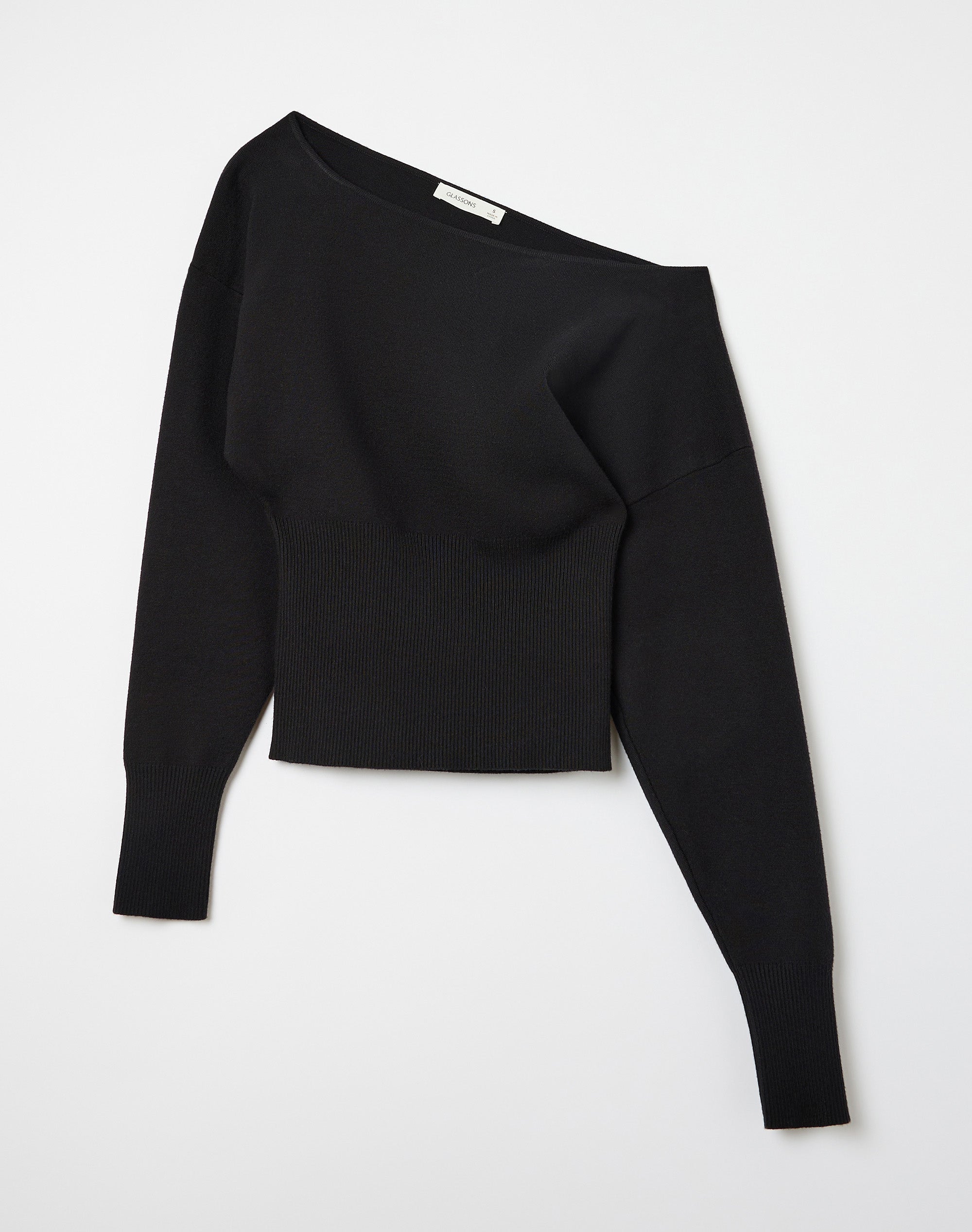 glassons one shoulder knit sweater dress Off Rib Waist Long Sleeve block party
