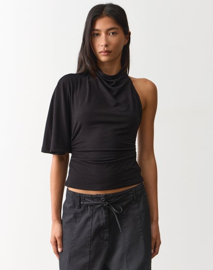 High Neck One Shoulder Top