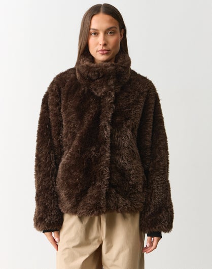 Faux Fur Funnel Neck Jacket
