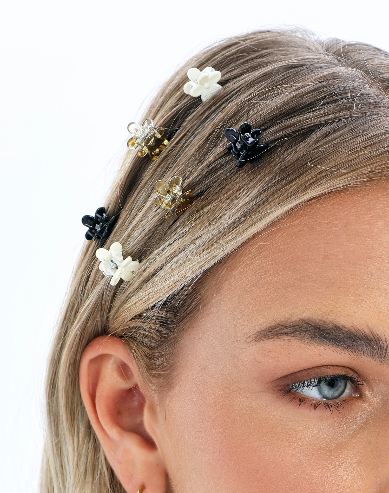 Mini Flower Hair Clips in Brown | Glassons
