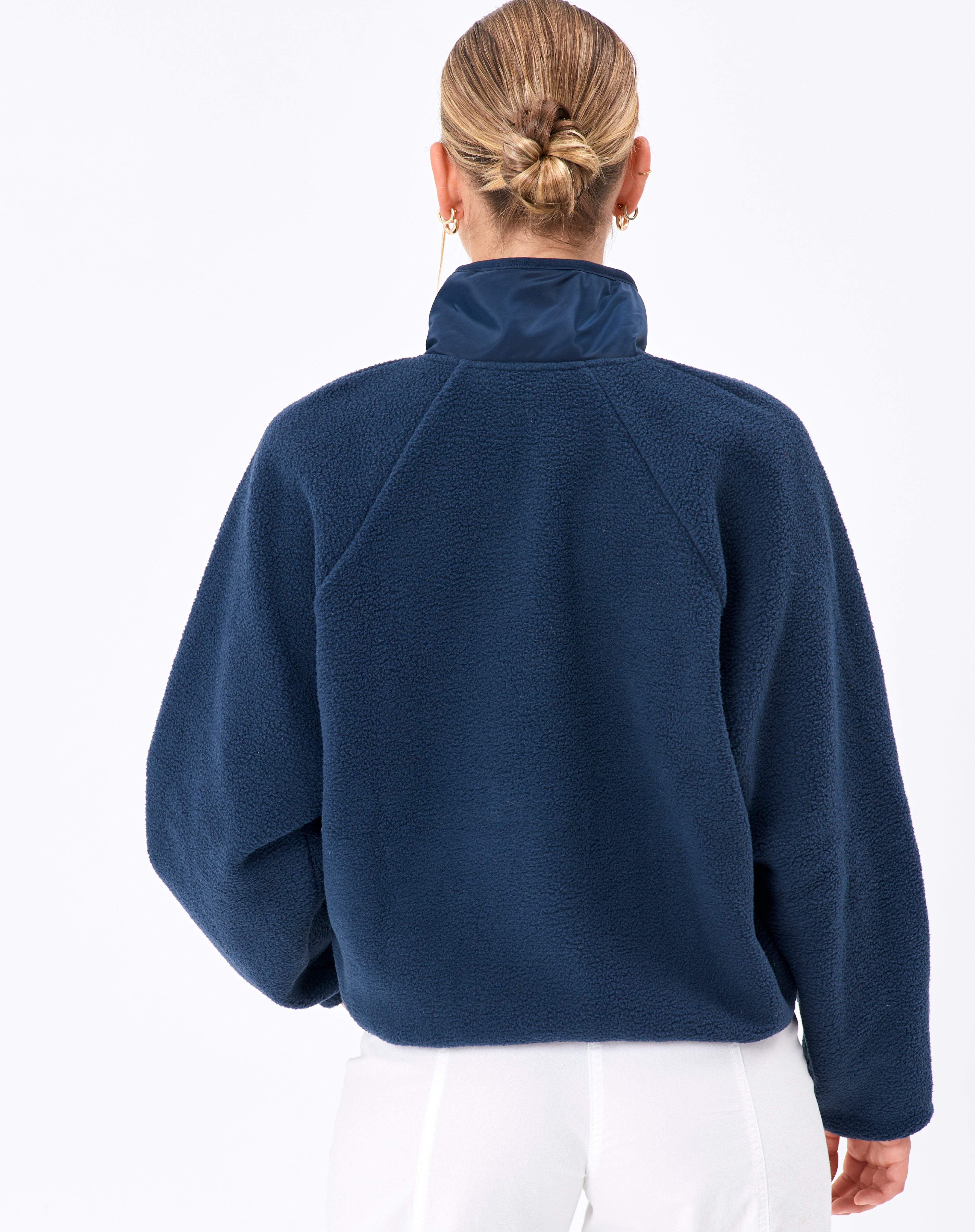 Button Front Zip Teddy Jacket in Wash 