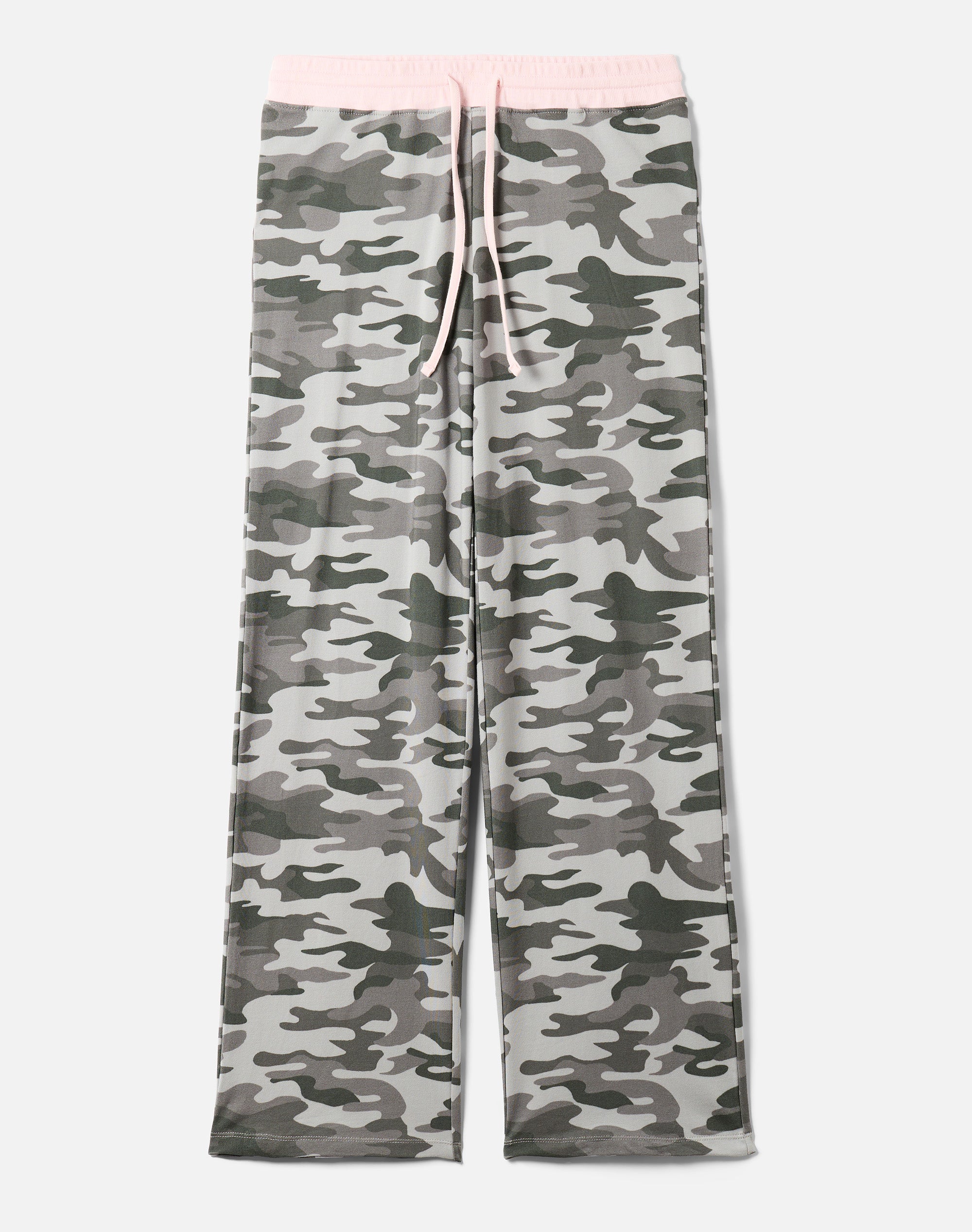 Cotton Relaxed Straight Leg Pants in Camo Digi Grey X Cosmo Kiss
