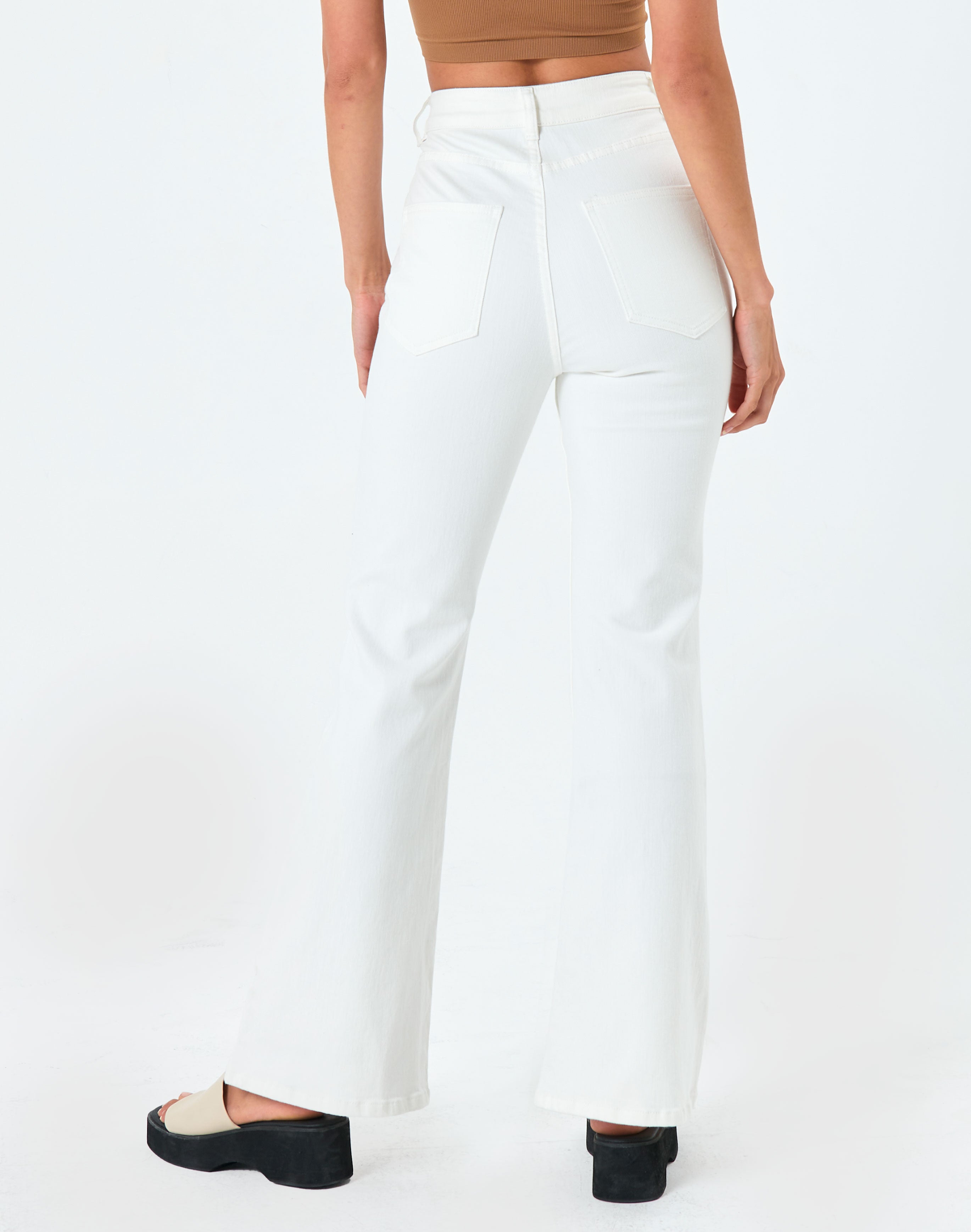 High Rise Flare Jean in White | Glassons
