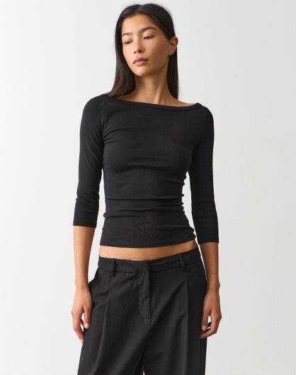 Boat Neck Three Quarter Top