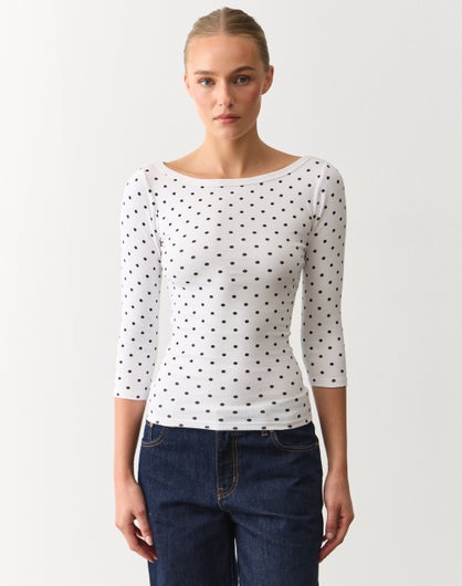 Boat Neck Three Quarter Top