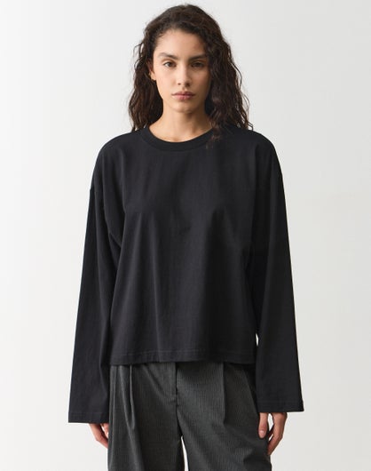 Cotton Boxy Long Sleeve Top