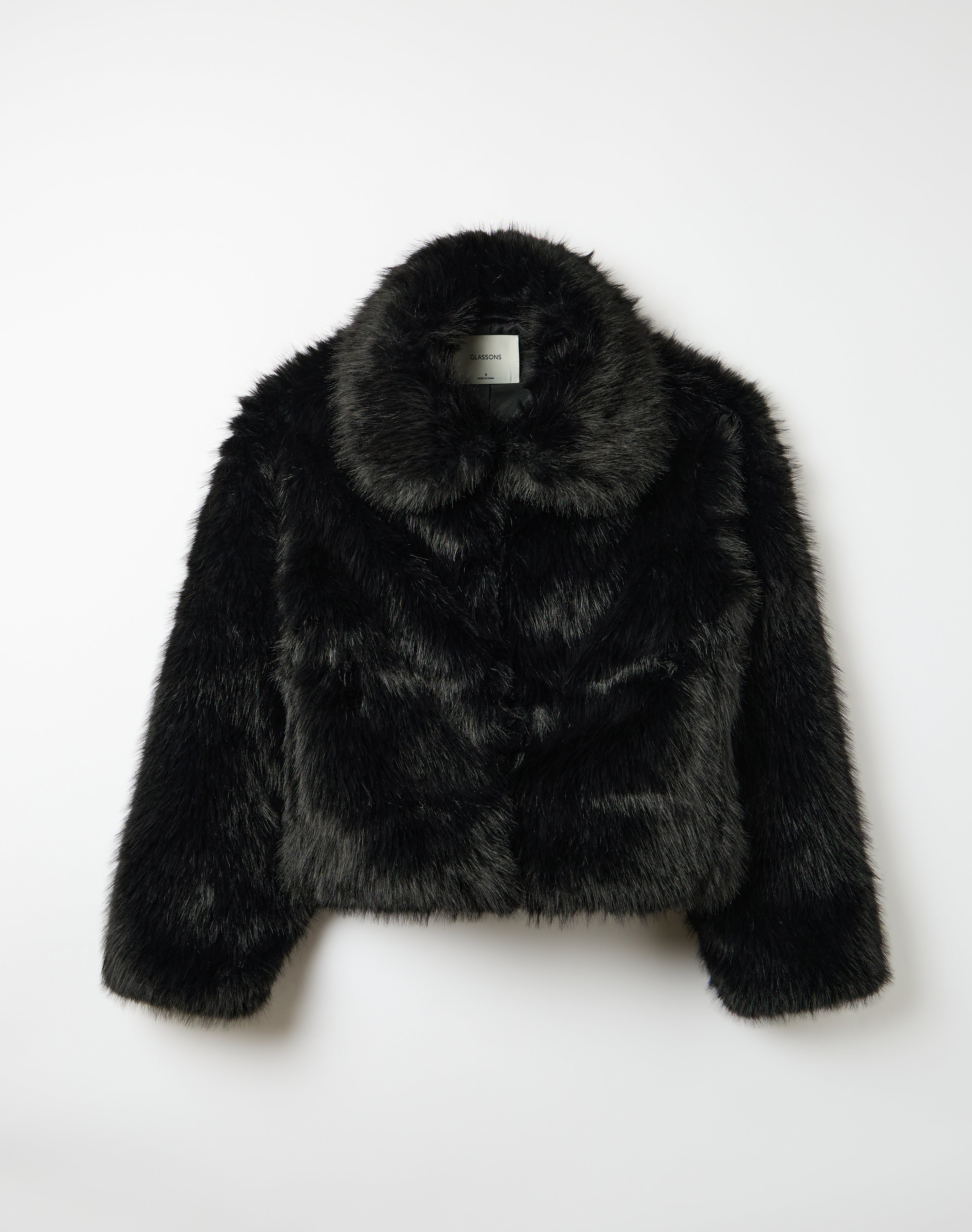 Faux Fur Collared Jacket in Black | Glassons
