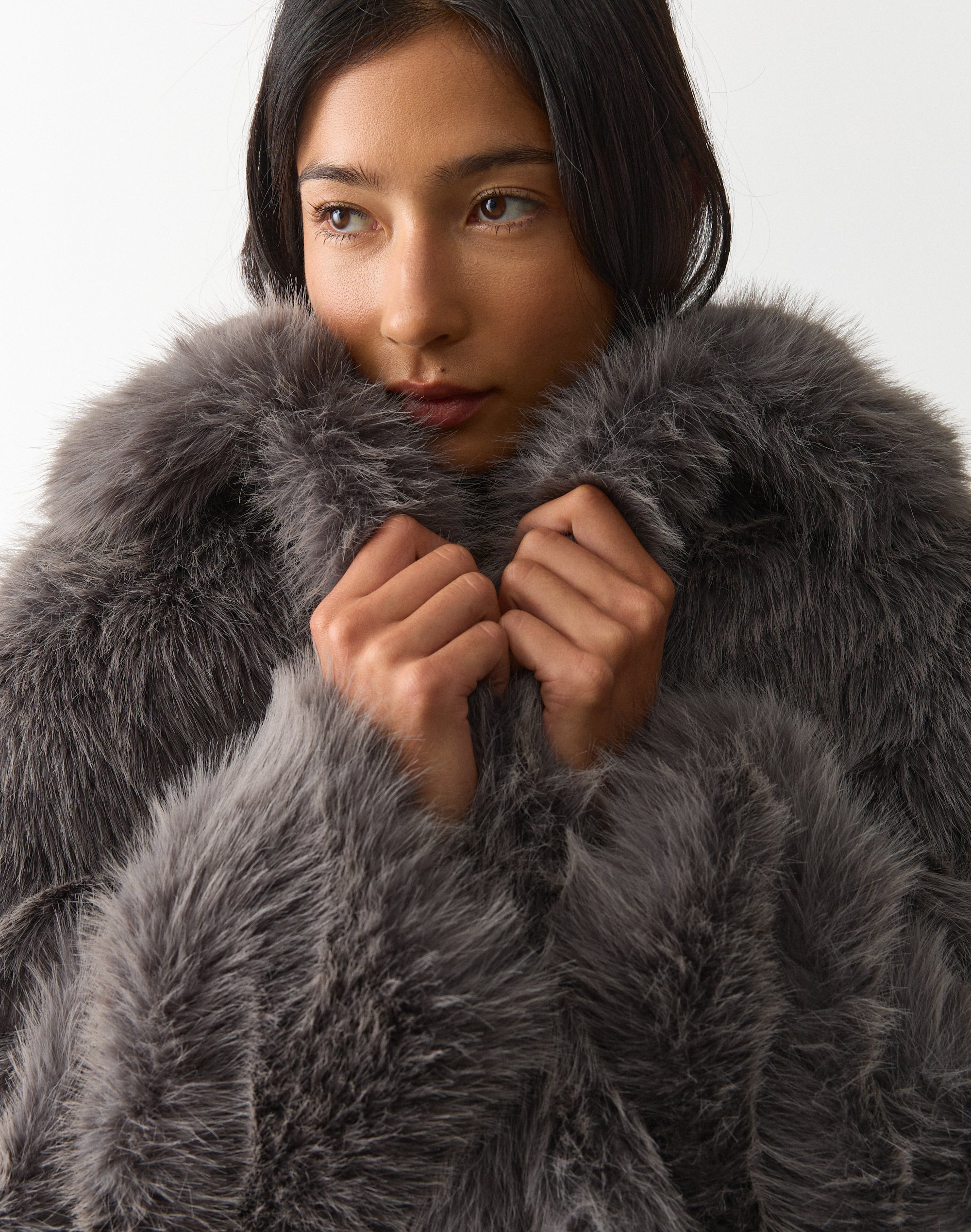 Faux Fur Collared Jacket in Charcoal | Glassons US