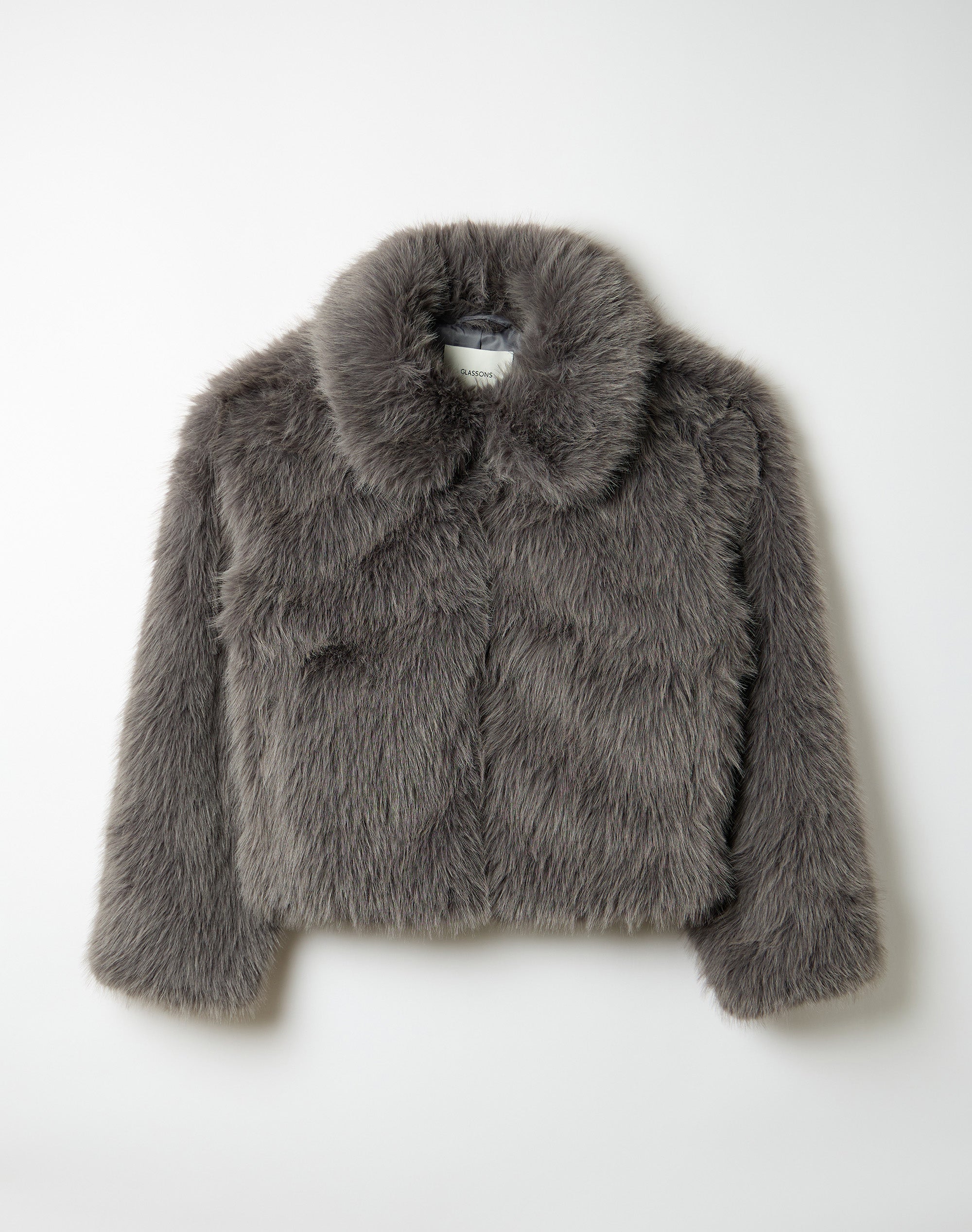 Faux Fur Collared Jacket in Charcoal | Glassons US