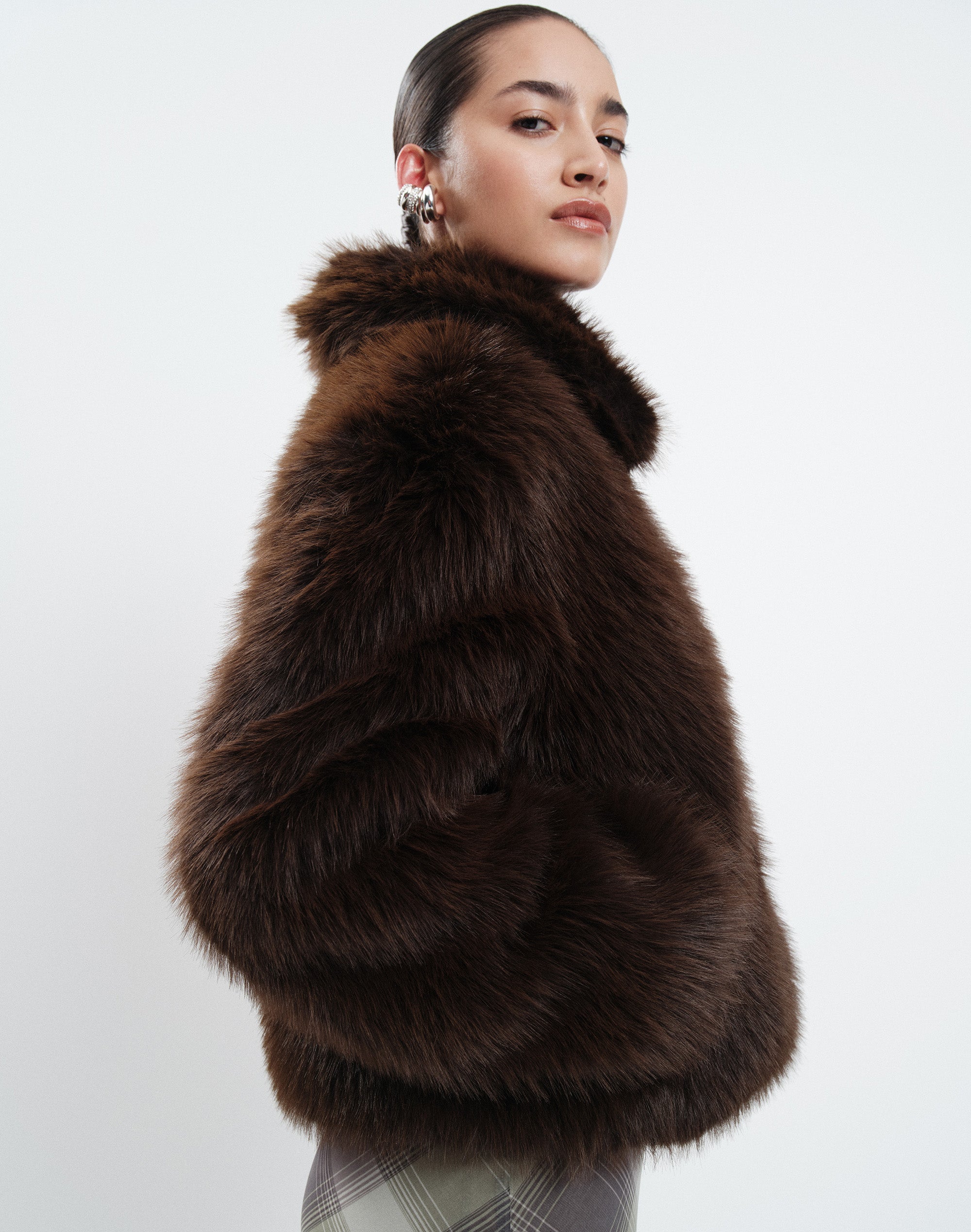 Faux Fur Collared Jacket in Choc It Up | Glassons SG