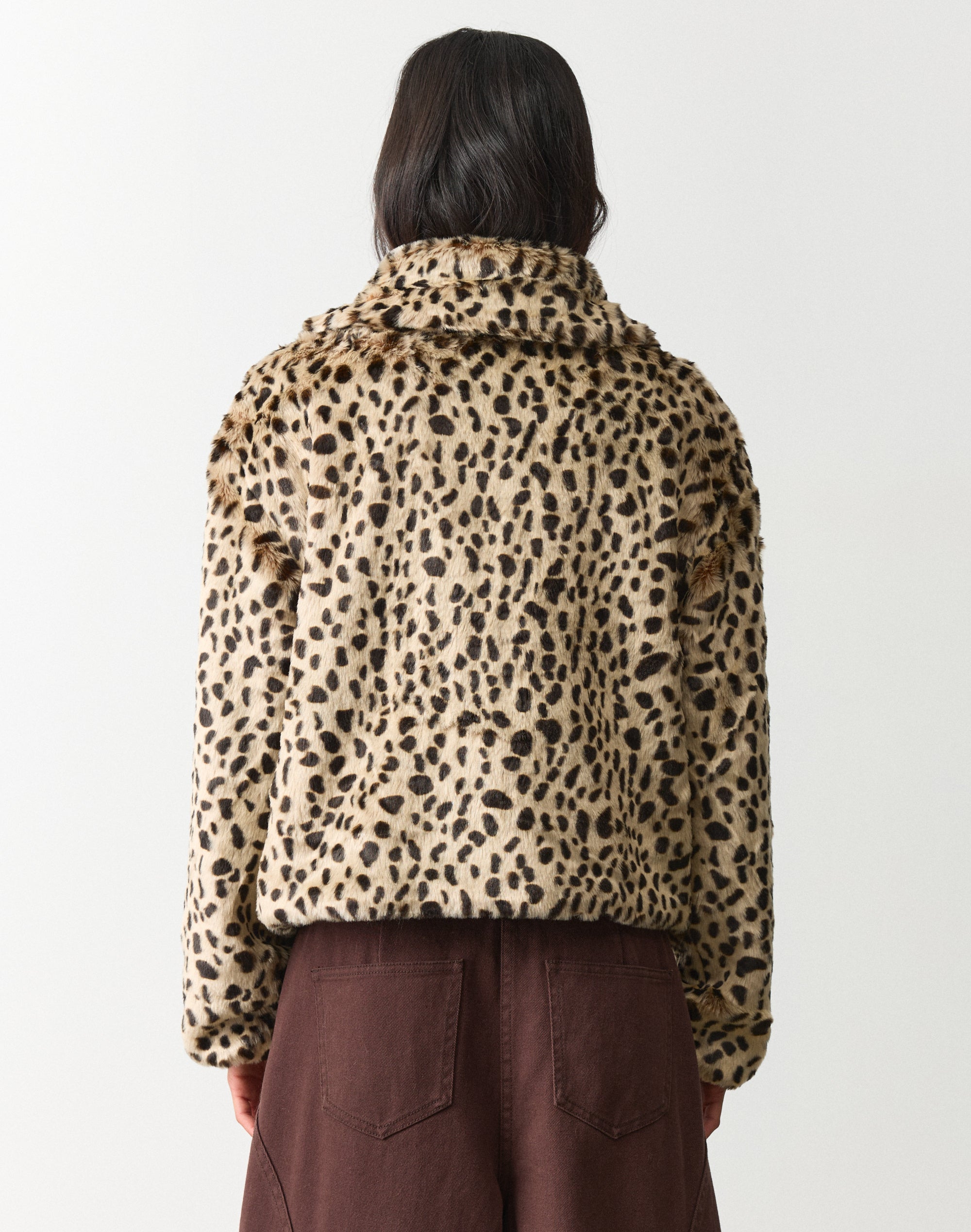 Faux Fur Collared Jacket in Leopard | Glassons AU