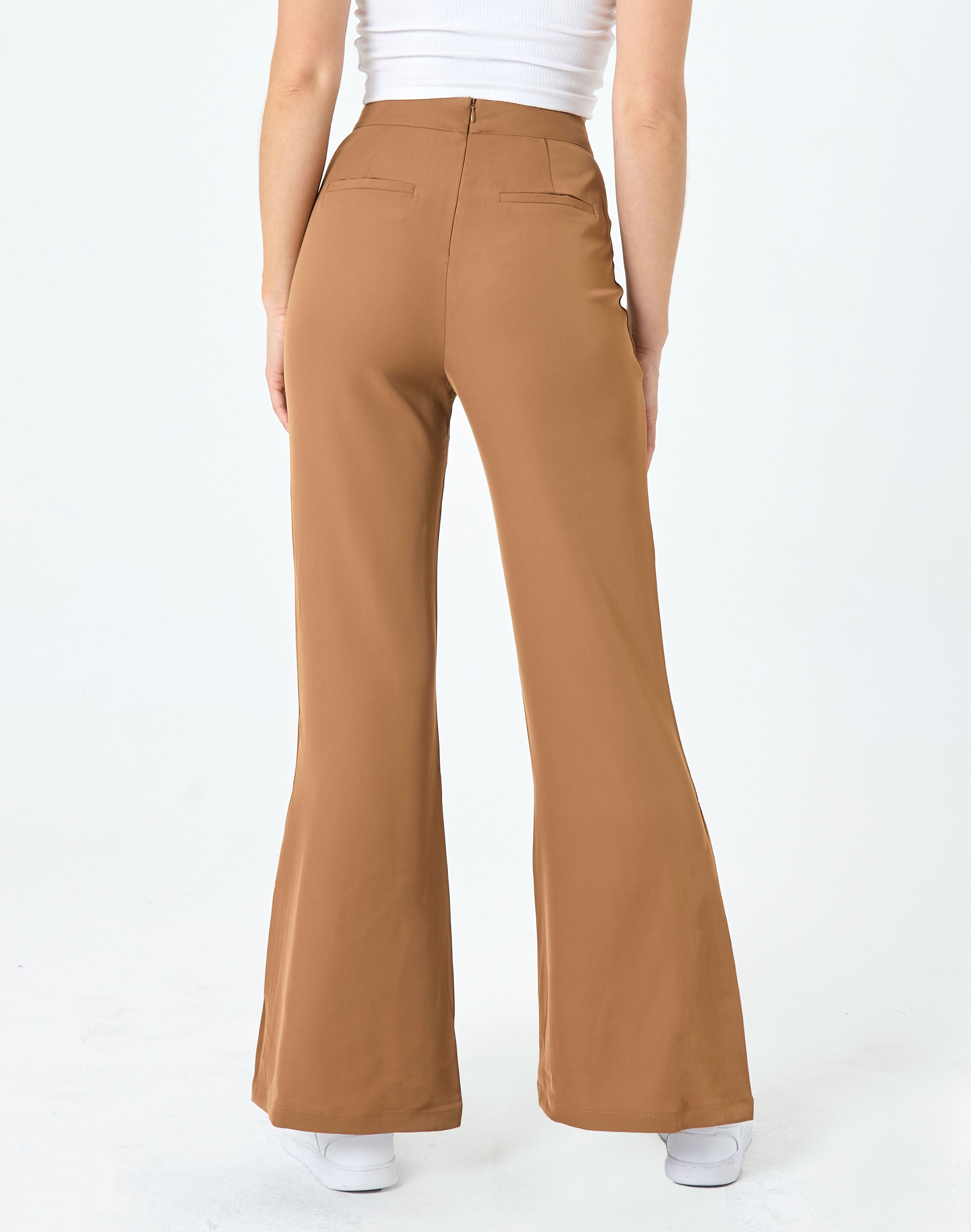 Split Side Flare Pant in Brown | Glassons